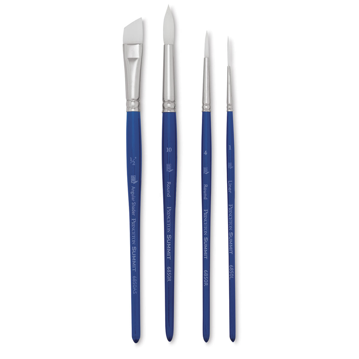 Summit Series 6850 White Soft Synthetic Brush Set - Set of 4 shown upright Summit Series 6850 White Soft Synthetic Brush Set - Set of 4 shown upright