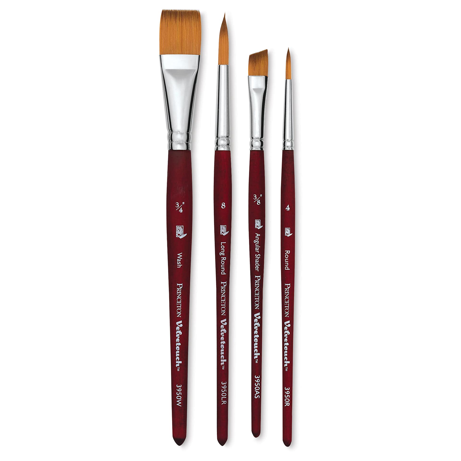 Princeton Velvetouch Series 3950 Synthetic Brushes - Set of 4