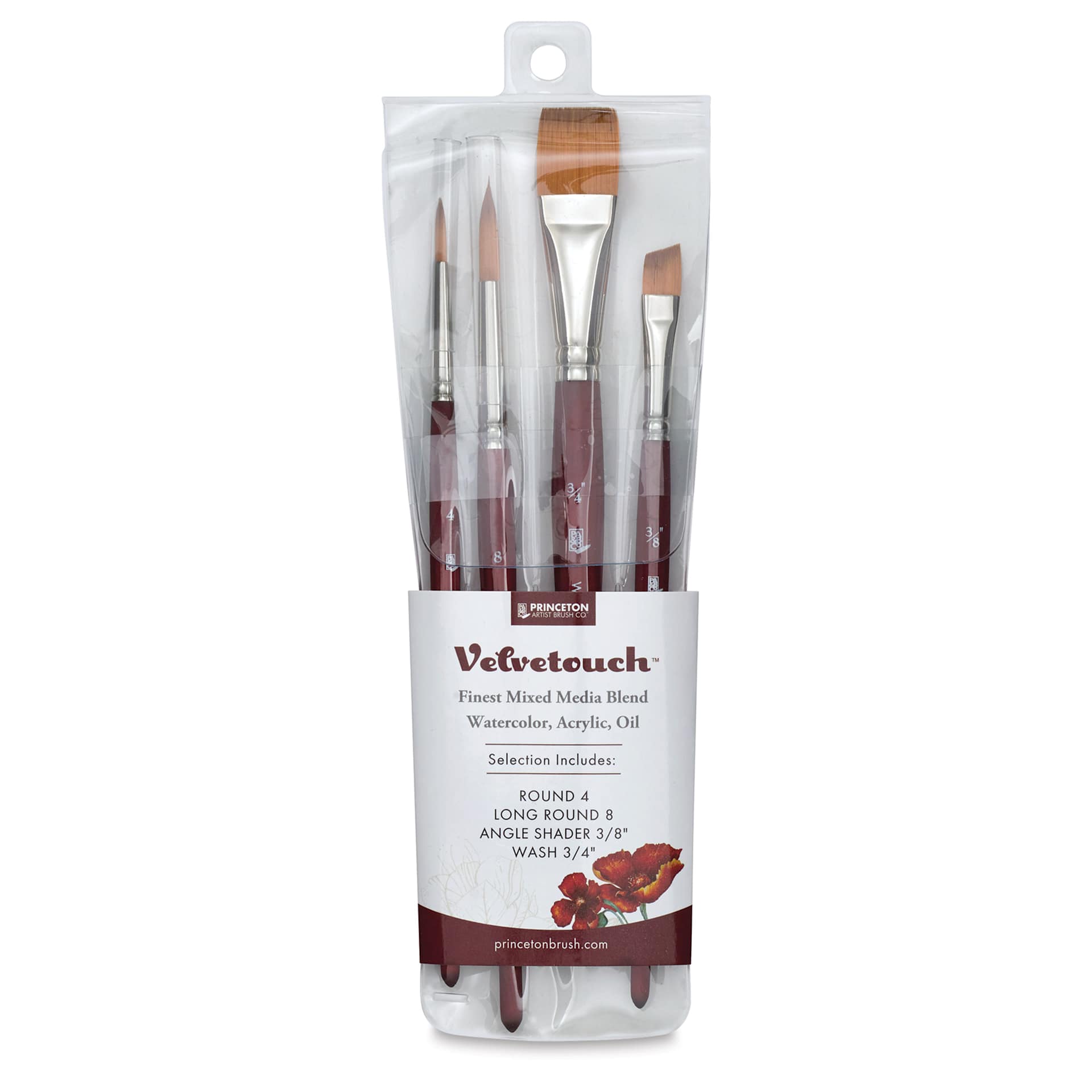 Princeton Velvetouch Series 3950 Synthetic Brushes - Set of 4, front of packaging