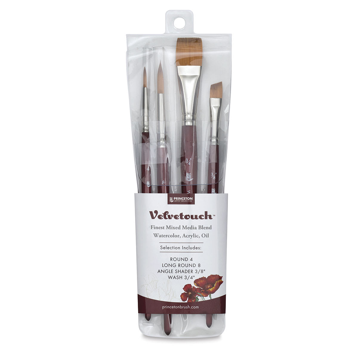 Princeton Velvetouch Series 3950 Synthetic Brushes - Set of 4 (Outside of Packaging)