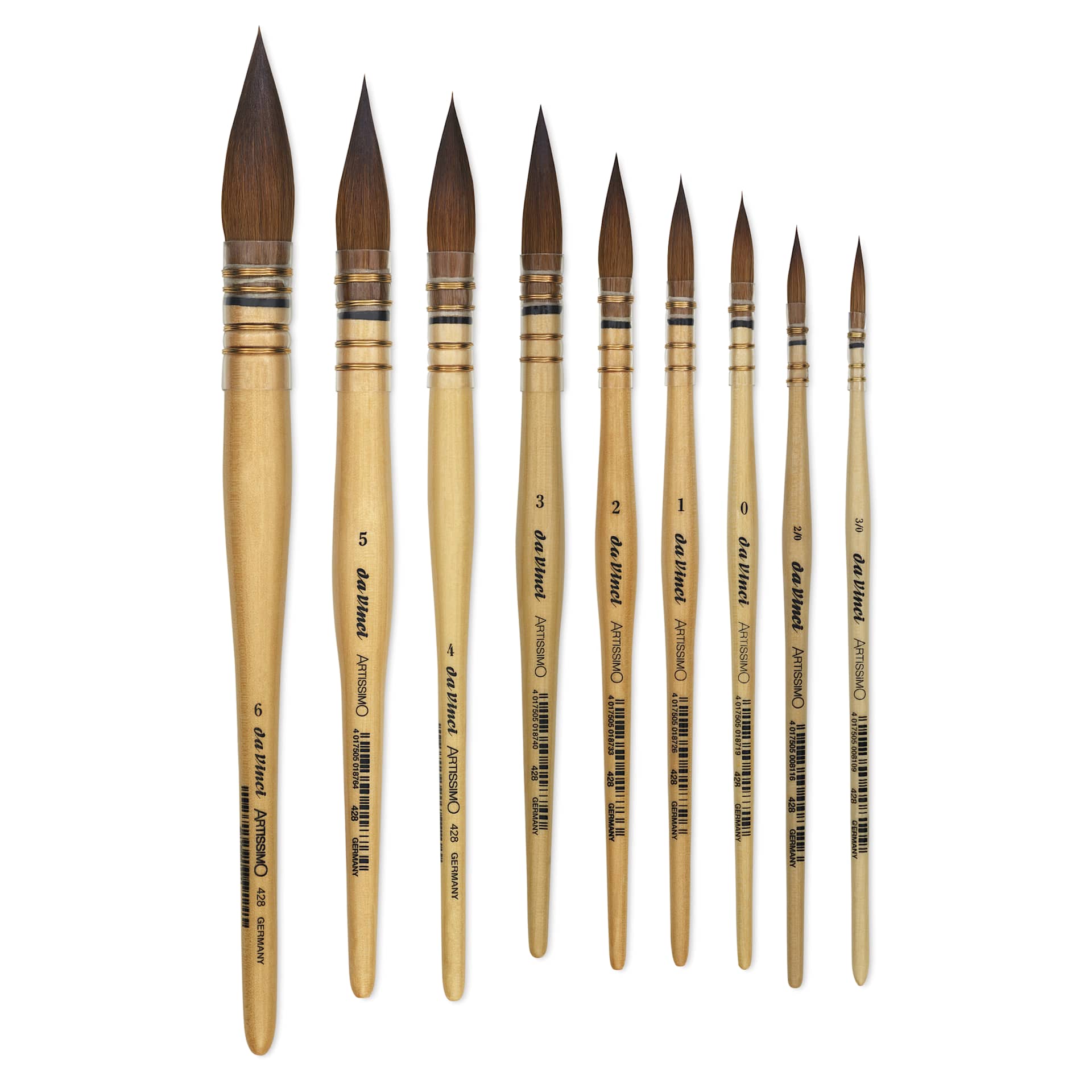 Da Vinci Artissimo Kolinsky Red Sable Brushes, various sizes shown Da Vinci Artissimo Kolinsky Red Sable Brushes, various sizes shown