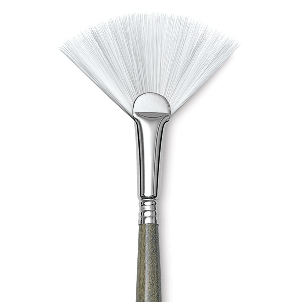 Escoda Perla Toray White Synthetic Brush - Fan, Long Handle, Size 6 close up