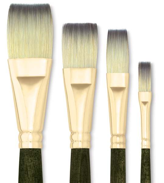 Princeton Umbria Series Synthetic Brushes - Closeup of assorted Flat Brushes Princeton Umbria Series Synthetic Brushes - Closeup of assorted Flat Brushes