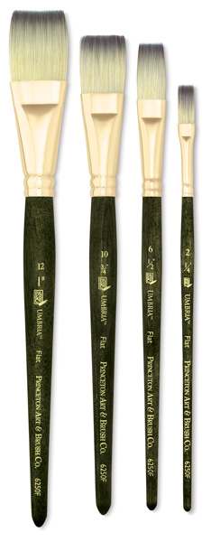 Princeton Umbria Series Synthetic Brushes - Assorted Flat Brushes shown upright Princeton Umbria Series Synthetic Brushes - Assorted Flat Brushes shown upright