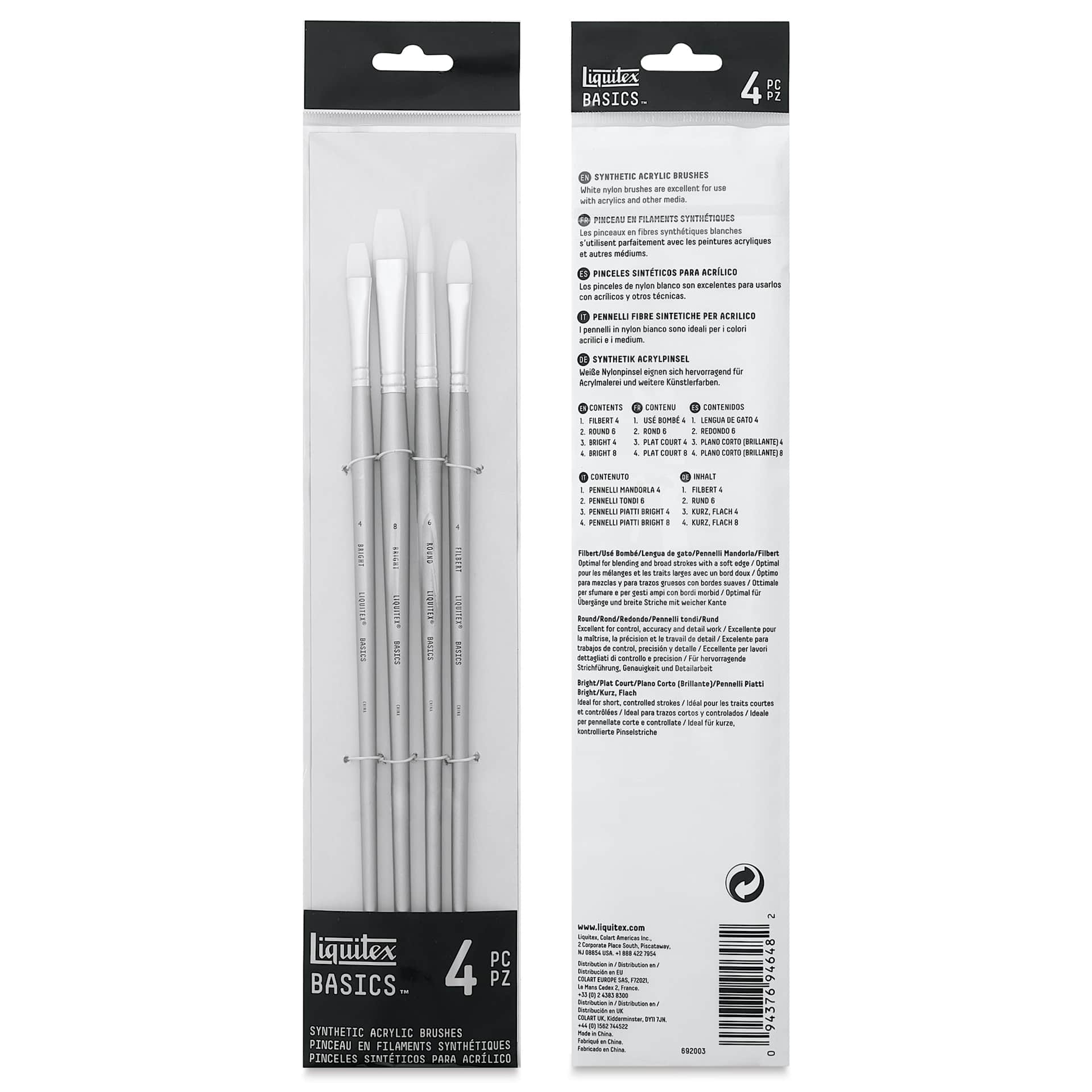 Liquitex Basics Synthetic Brushes - Set of 4, packaging Liquitex Basics Synthetic Brushes - Set of 4, packaging