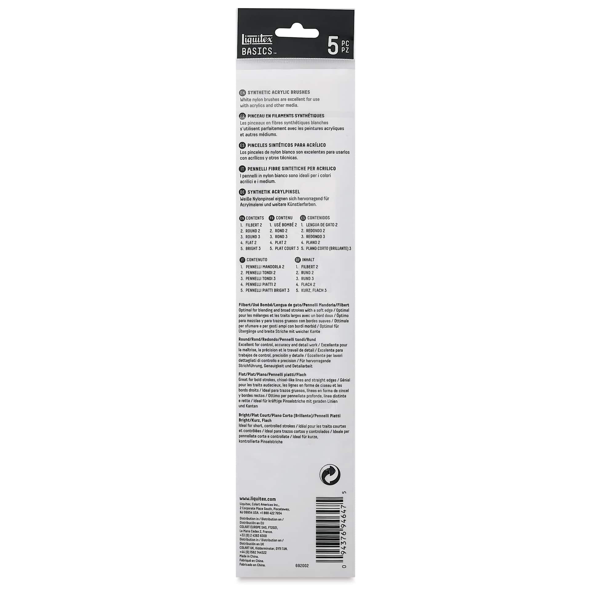 Liquitex Basics Synthetic Brushes - Set of 5