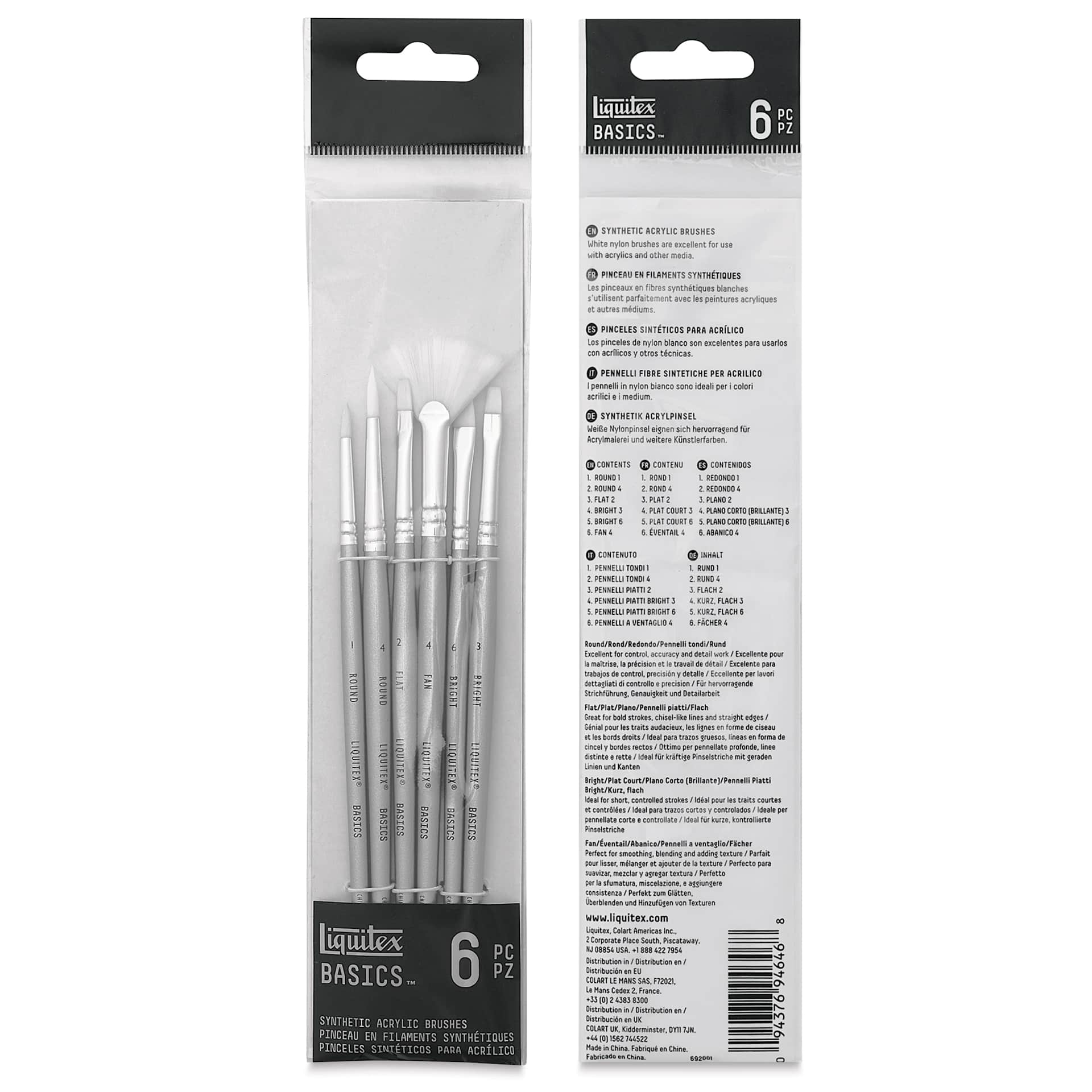 Liquitex Basics Synthetic Brushes - Set of 6, packaging