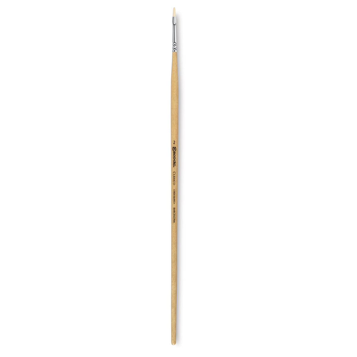 Escoda Clasico Chungking White Bristle Brush - Short Filbert, Long Handle, Size 2