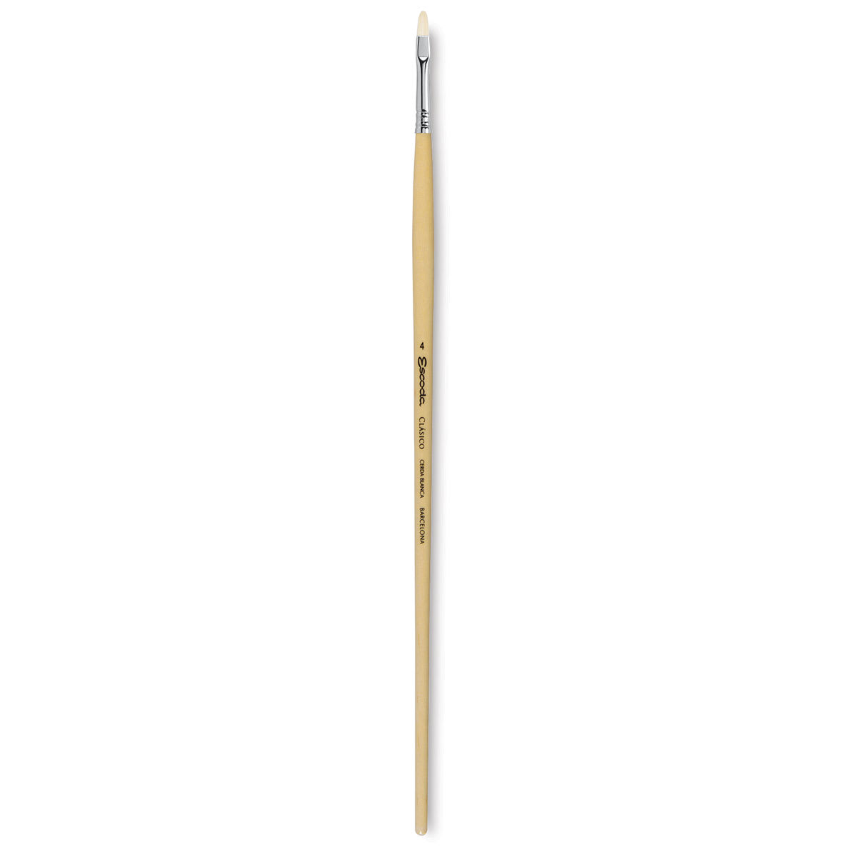 Escoda Clasico Chungking White Bristle Brush - Short Filbert, Long Handle, Size 4
