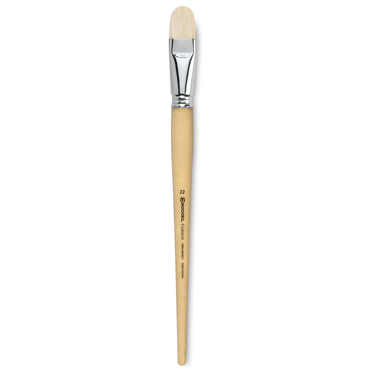 Escoda Clasico Chungking White Bristle Brush - Short Filbert, Long Handle, Size 22