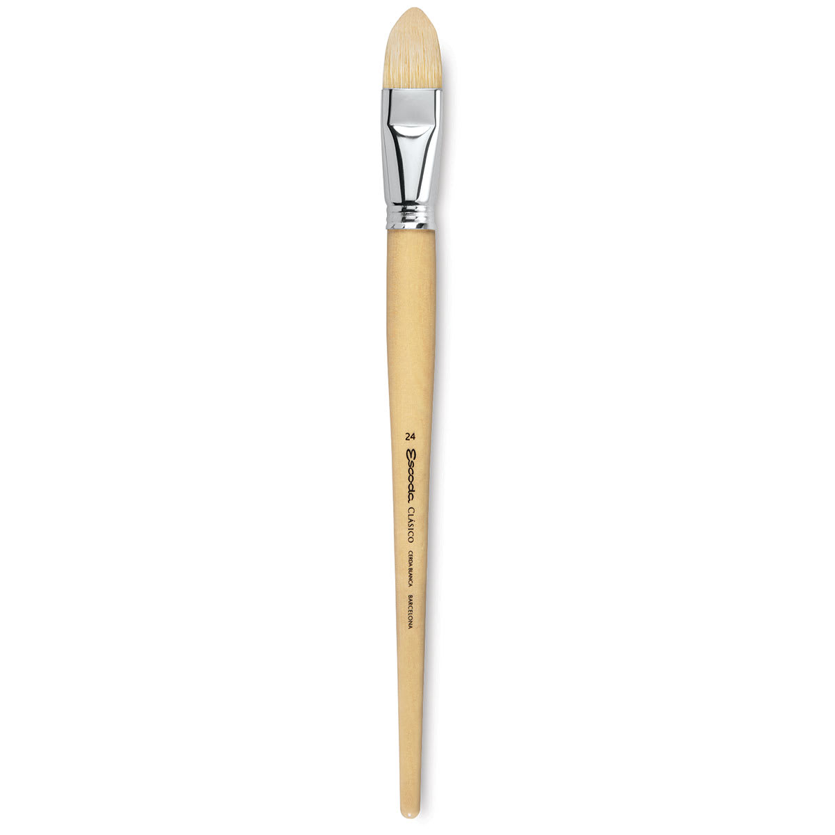 Escoda Clasico Chungking White Bristle Brush - Short Filbert, Long Handle, Size 24