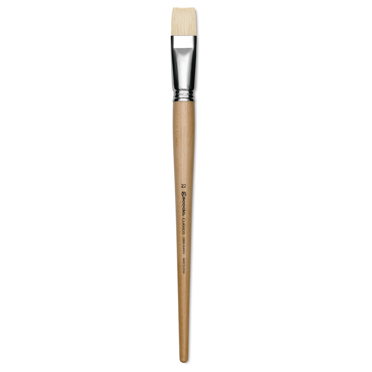 Escoda Clasico Chungking White Bristle Brush - Bright, Long Handle, Size 22