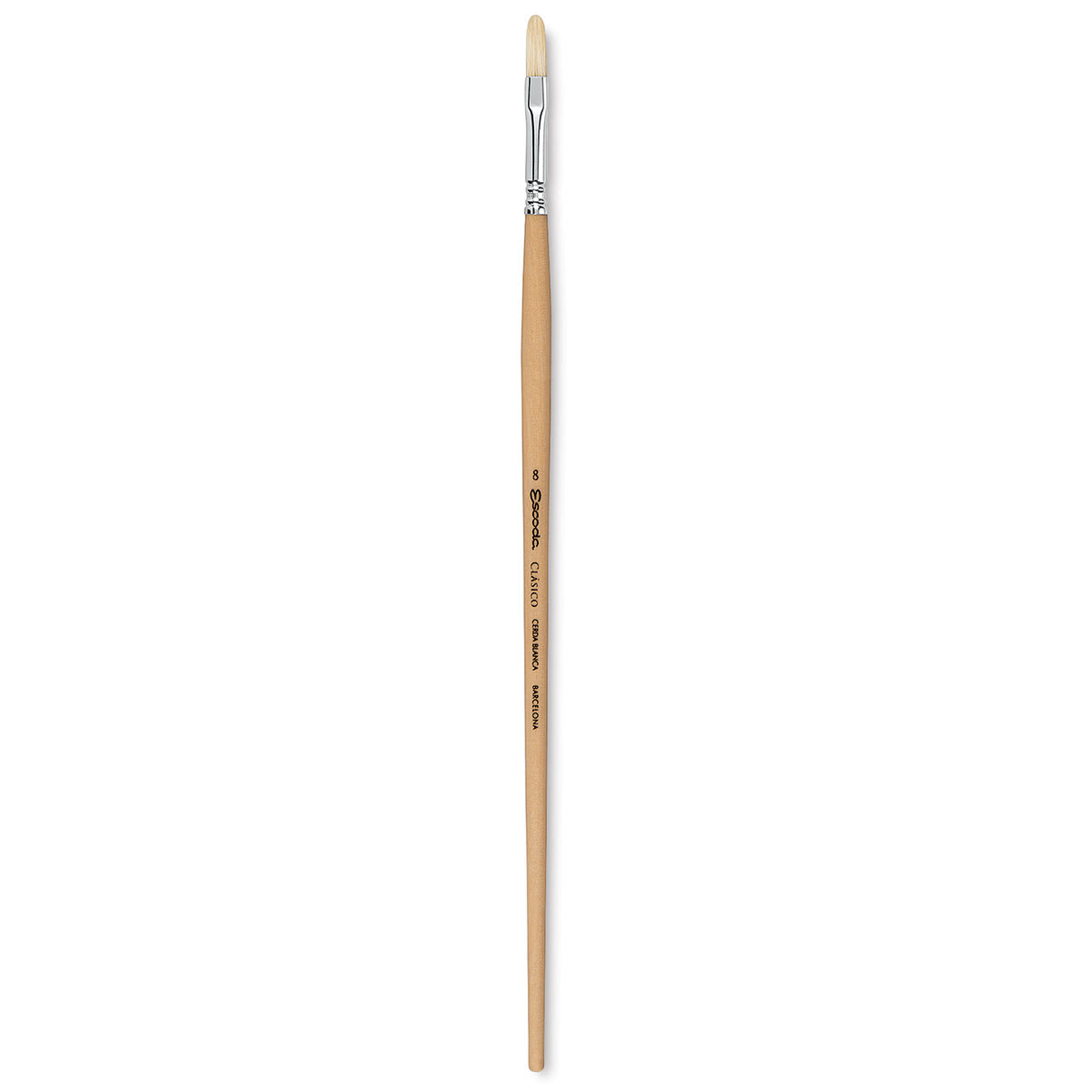 Escoda Clasico Chungking White Bristle Brush - Filbert, Long Handle, Size 8
