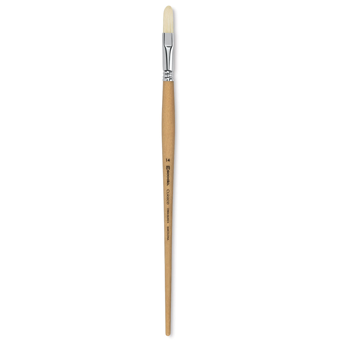 Escoda Clasico Chungking White Bristle Brush - Filbert, Long Handle, Size 14