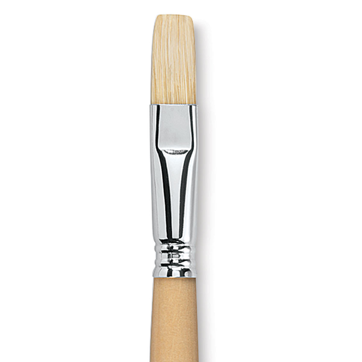 Escoda Clasico Chungking White Bristle Brush - Flat, Long Handle, Size 16 close up