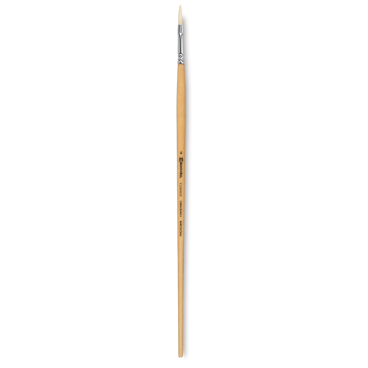 Escoda Clasico Chungking White Bristle Brush - Long Filbert, Long Handle, Size 4