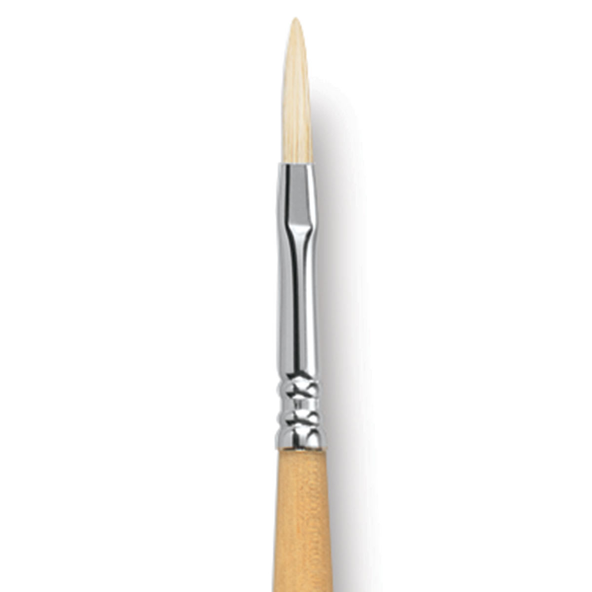 Escoda Clasico Chungking White Bristle Brush - Long Filbert, Long Handle, Size 4 close up