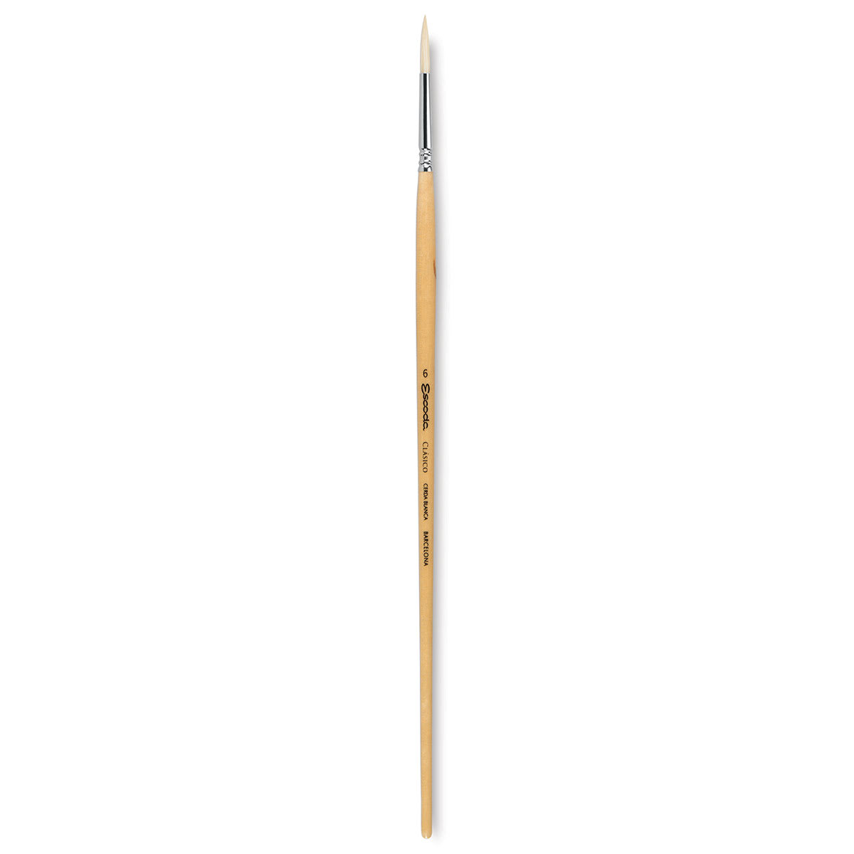 Escoda Clasico Chungking White Bristle Brush - Round, Long Handle, Size 6