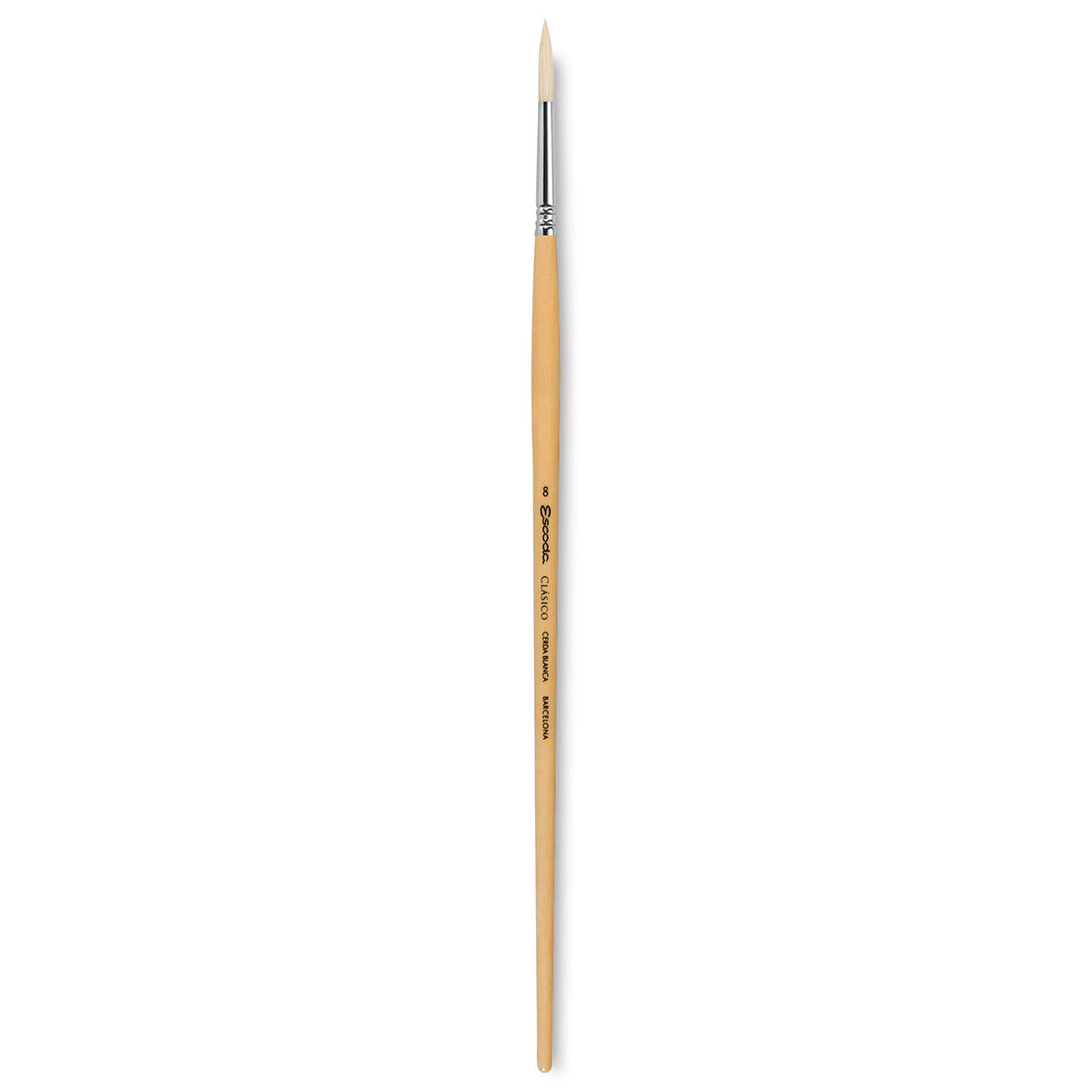 Escoda Clasico Chungking White Bristle Brush - Round, Long Handle, Size 8