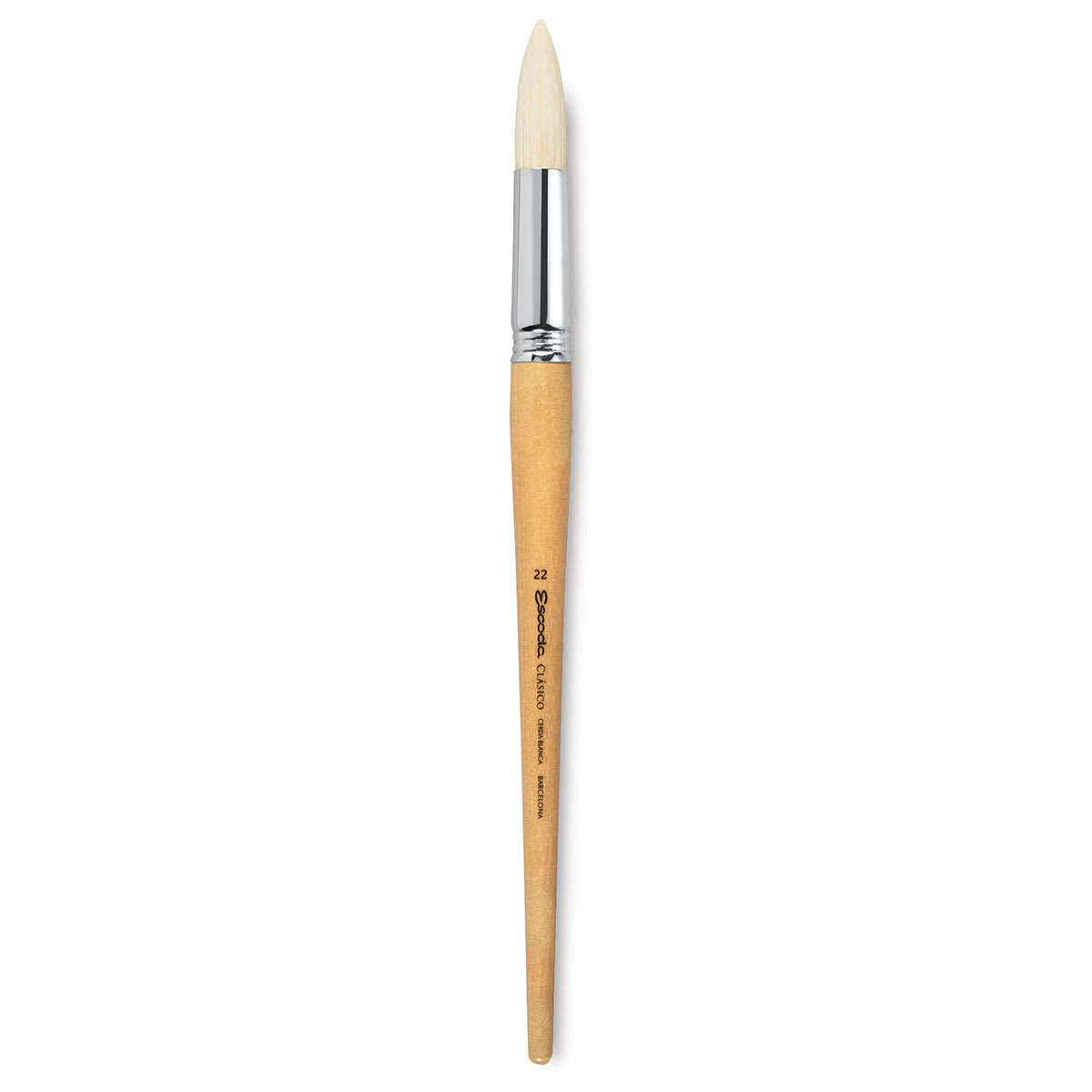 Escoda Clasico Chungking White Bristle Brush - Round, Long Handle, Size 22