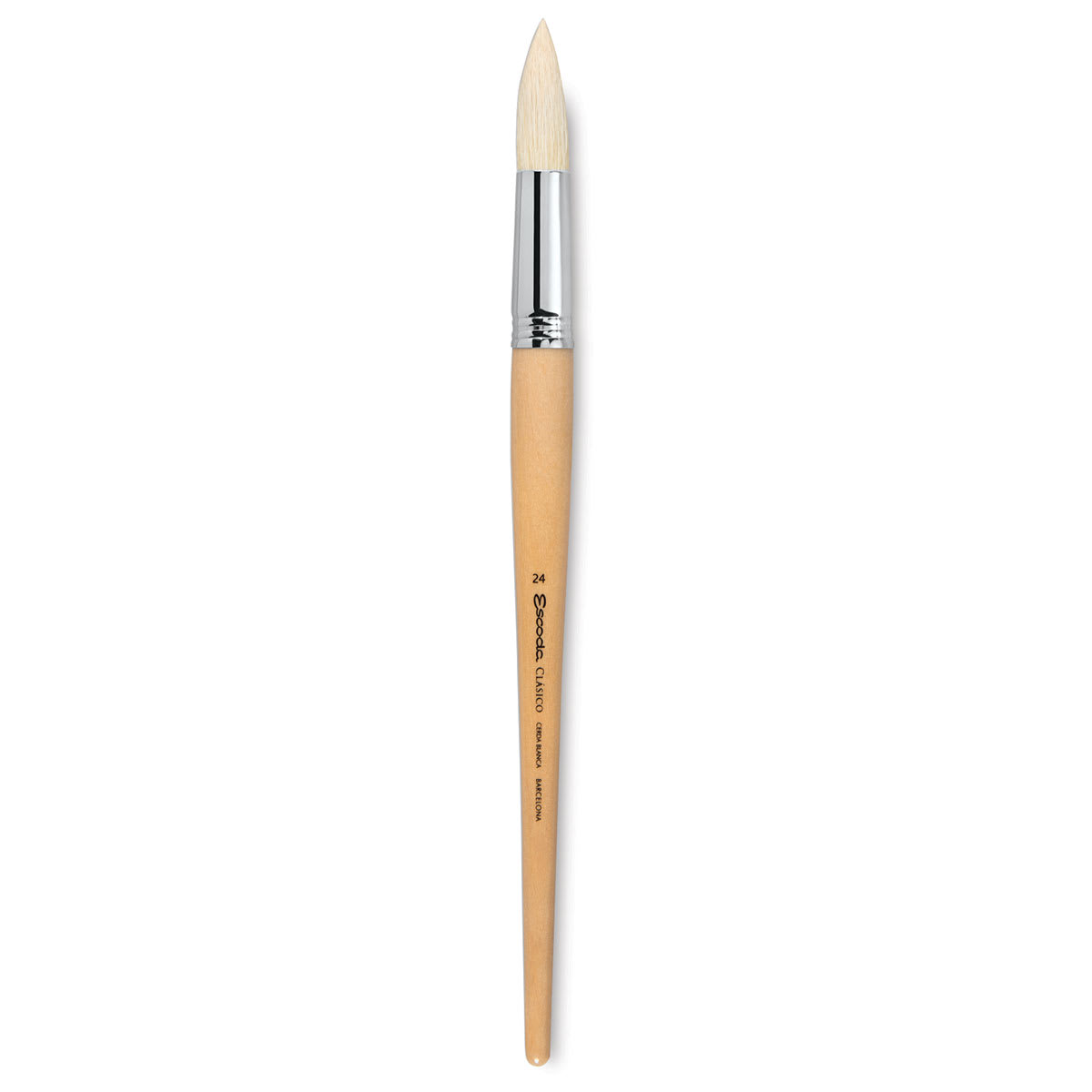 Escoda Clasico Chungking White Bristle Brush - Round, Long Handle, Size 24