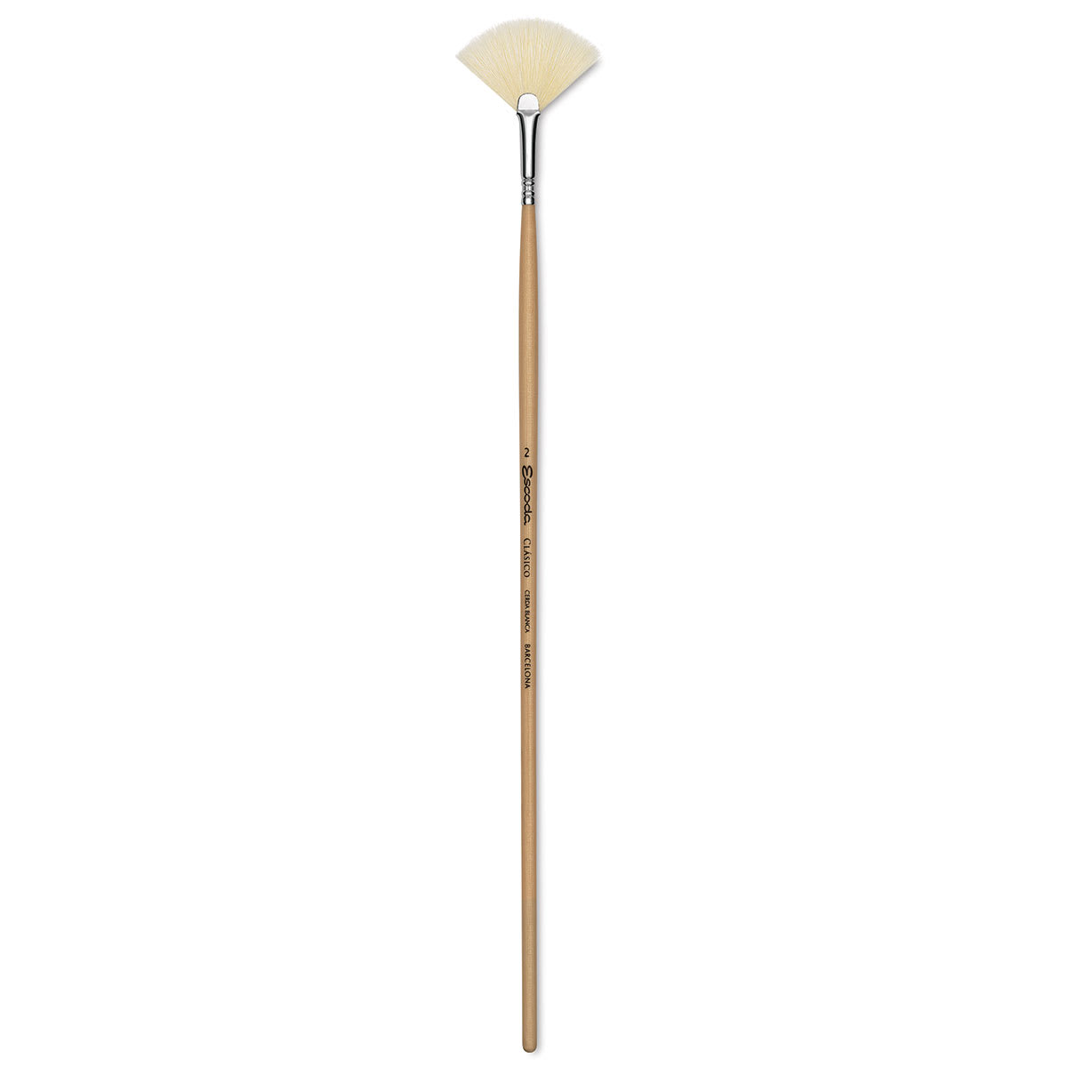 Escoda Clasico Chungking White Bristle Brush - Fan, Long Handle, Size 2