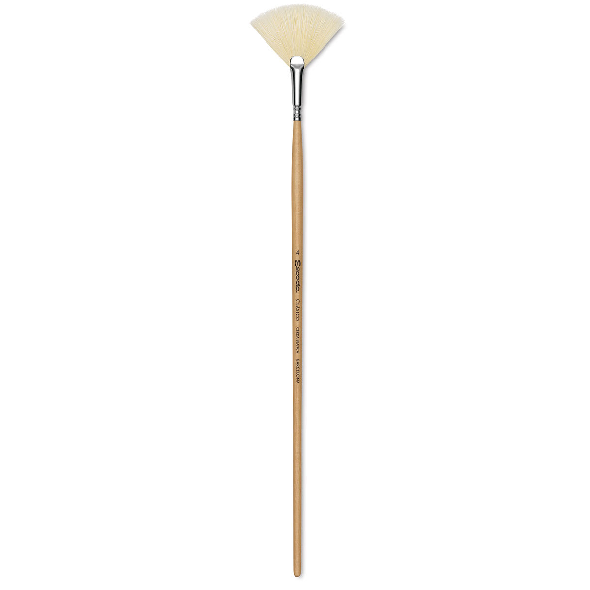 Escoda Clasico Chungking White Bristle Brush - Fan, Long Handle, Size 4