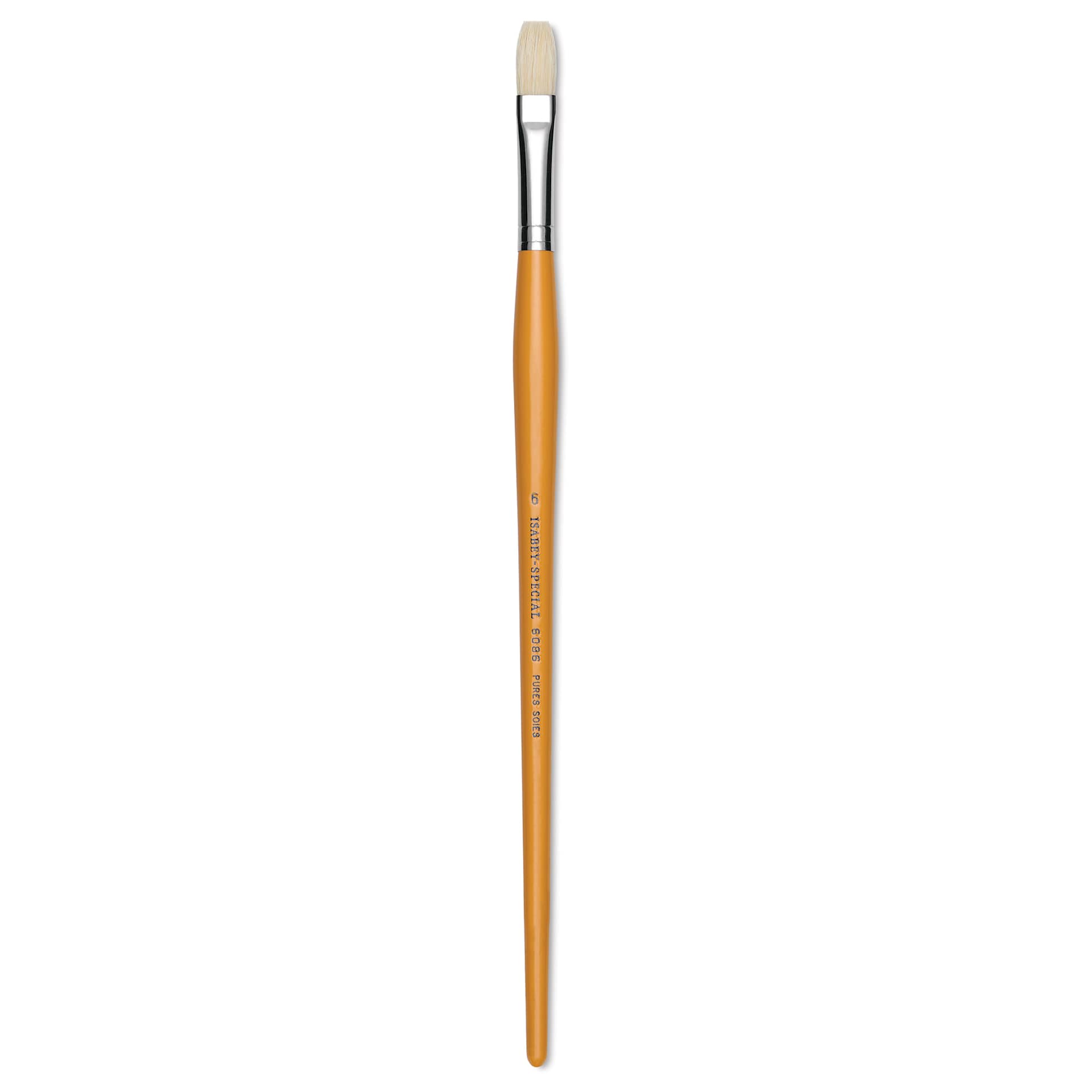 Isabey Chungking Interlocking Bristle Brush - Flat, Long Handle, Size 6