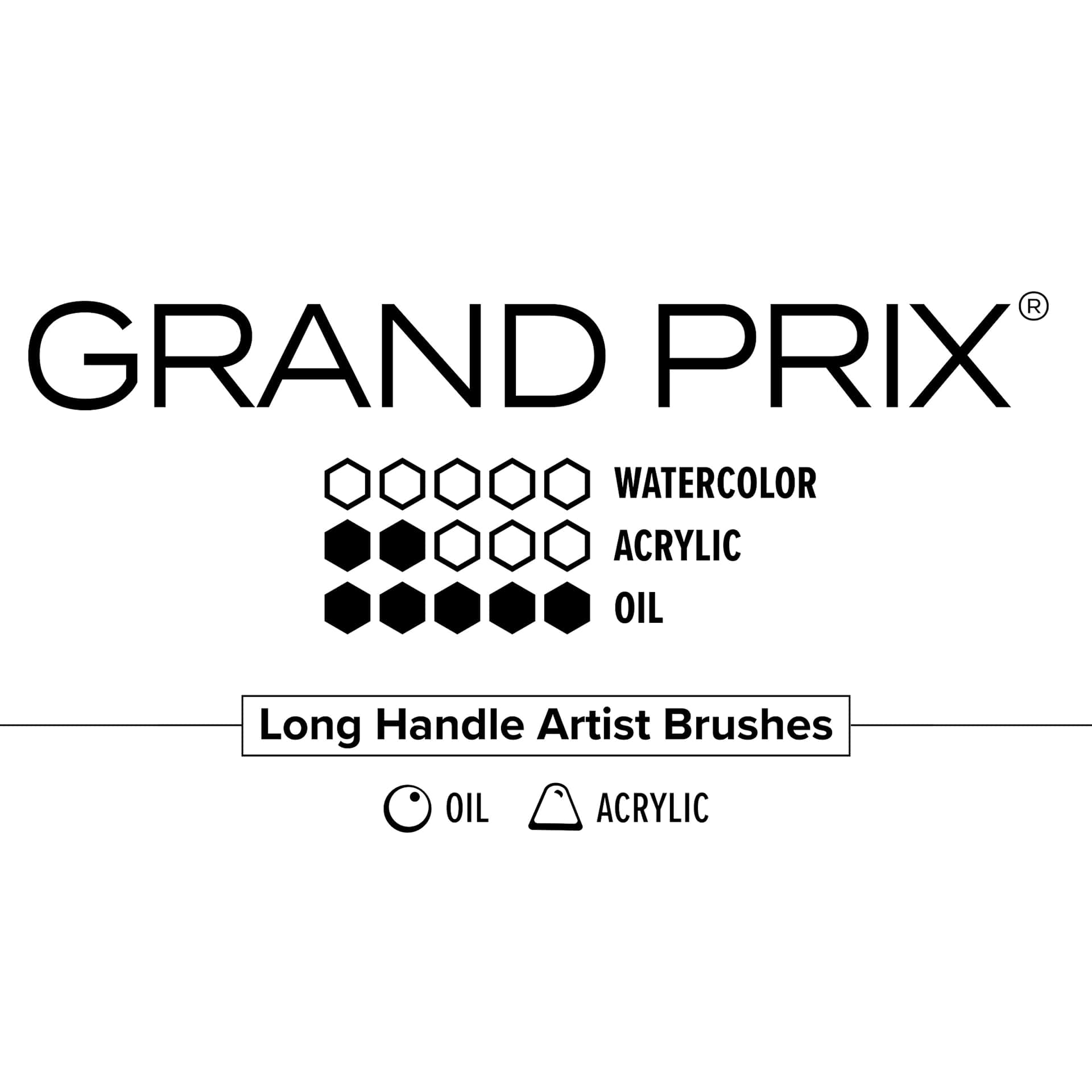 Grand Prix long handle brush chart for acrylic and oil paints Grand Prix long handle brush chart for acrylic and oil paints