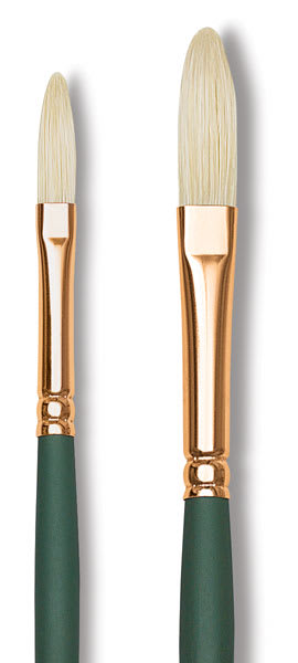 Silver Brush Grand Prix Super Brushes - 2 Extra long Filbert brushes shown in closeup Silver Brush Grand Prix Super Brushes - 2 Extra long Filbert brushes shown in closeup