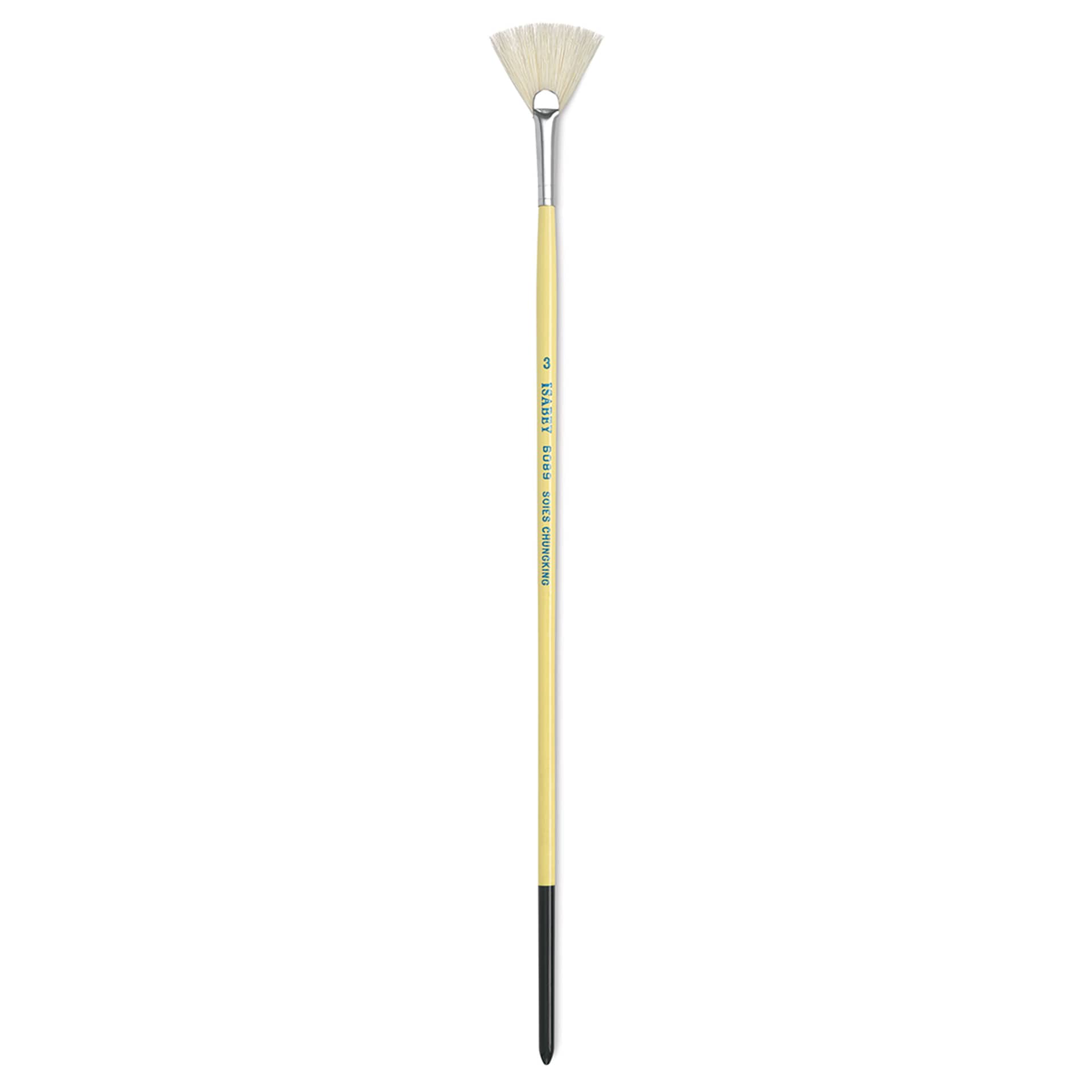 Isabey Chungking Interlocking Bristle Brush - Fan, Long Handle, Size 3