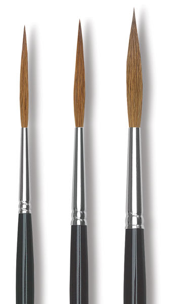 Da Vinci Maestro Kolinsky Brushes - 3 Long Liner Brushes upright