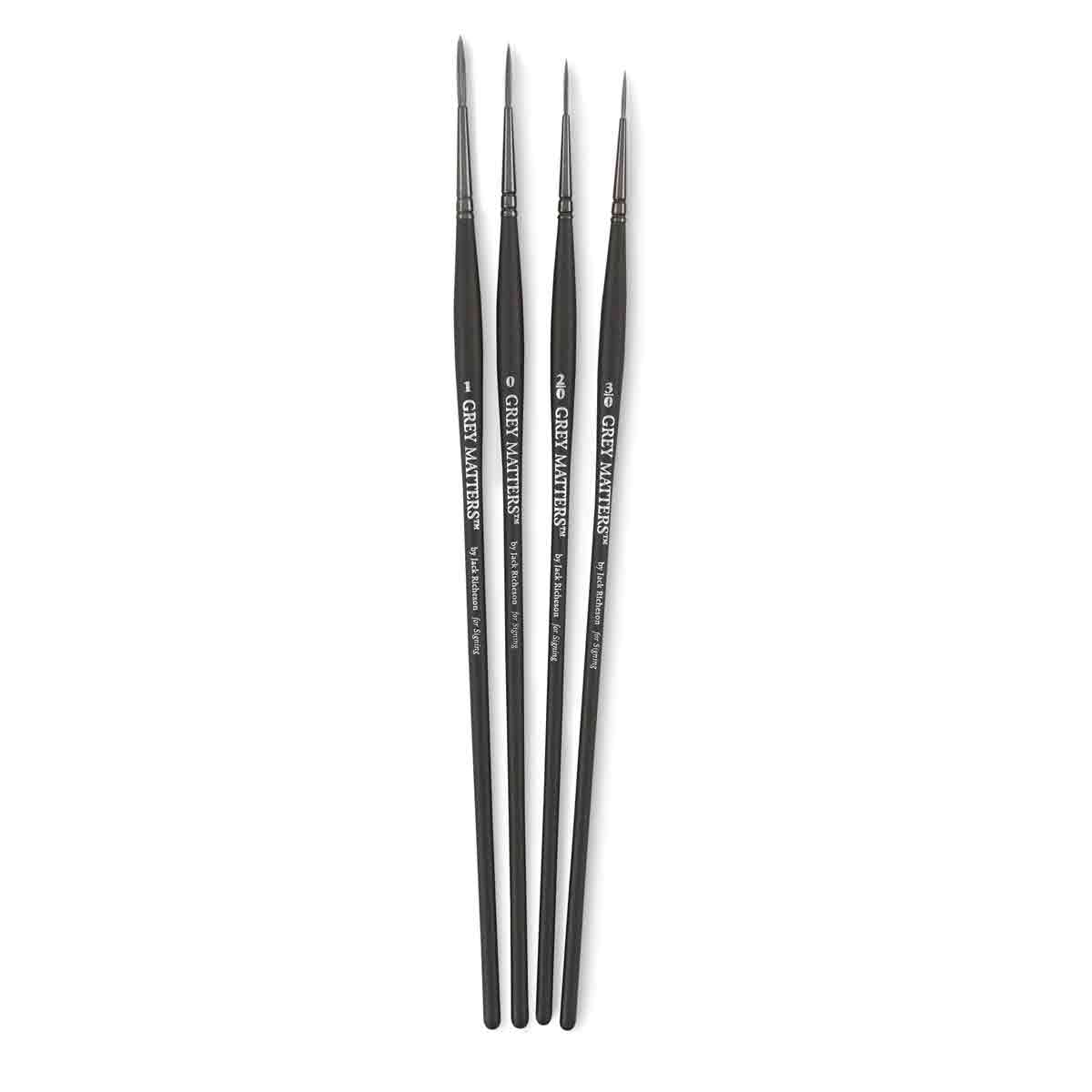 Richeson Grey Matters Brush Set - Set of 4 short handle Synthetic Signing Brushes shown upright
