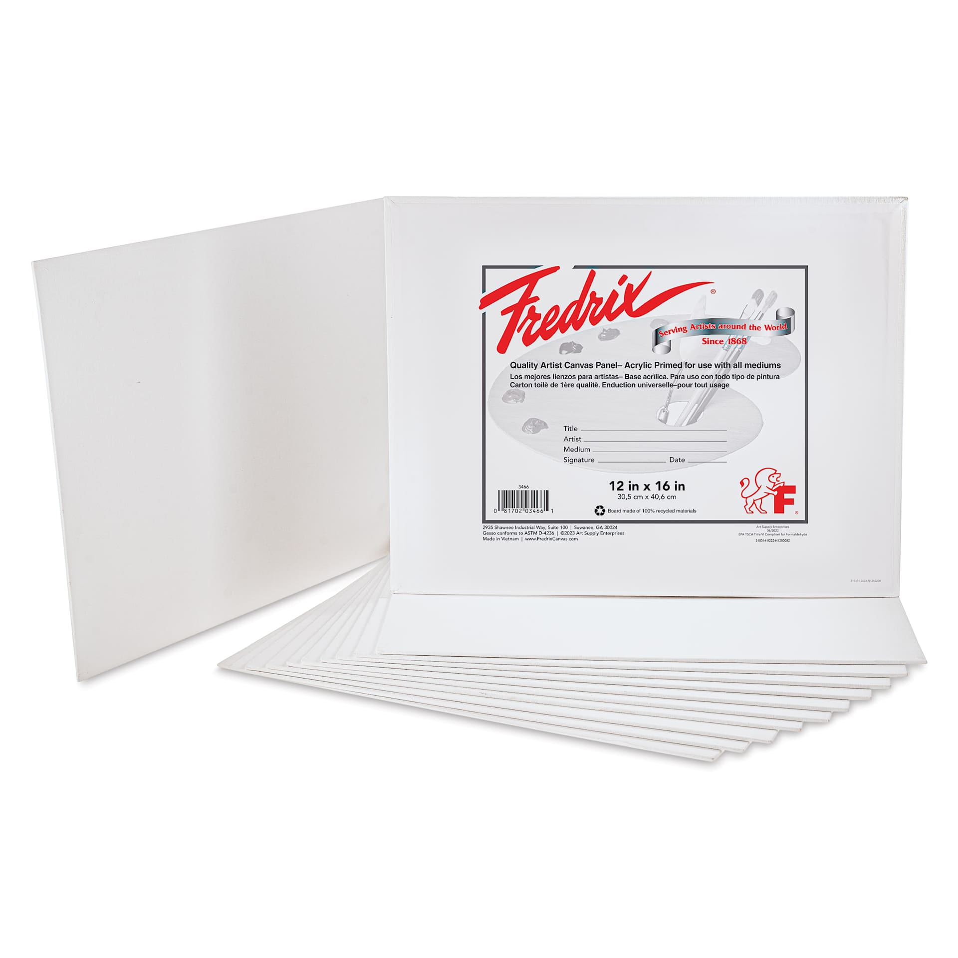 Fredrix Artist Series Standard Canvas Panels - 12" x 16", Pkg of 12