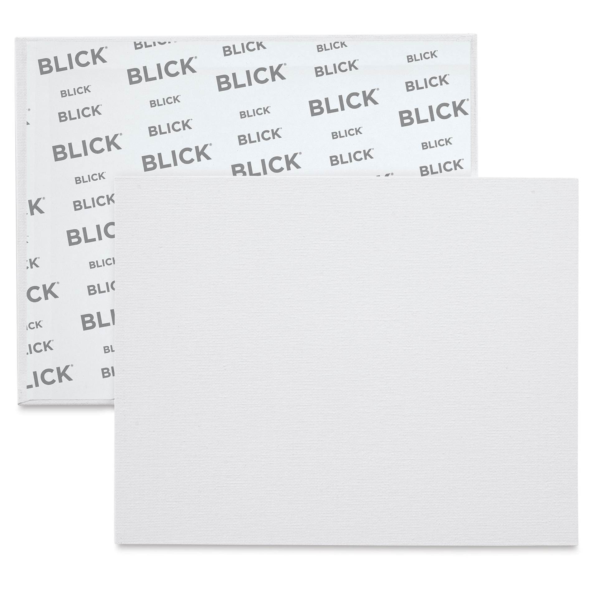 Blick Economy Cotton Canvas Panel Classroom Pack - 8" x 10", Class Pack of 24 front of panel with partial view of back