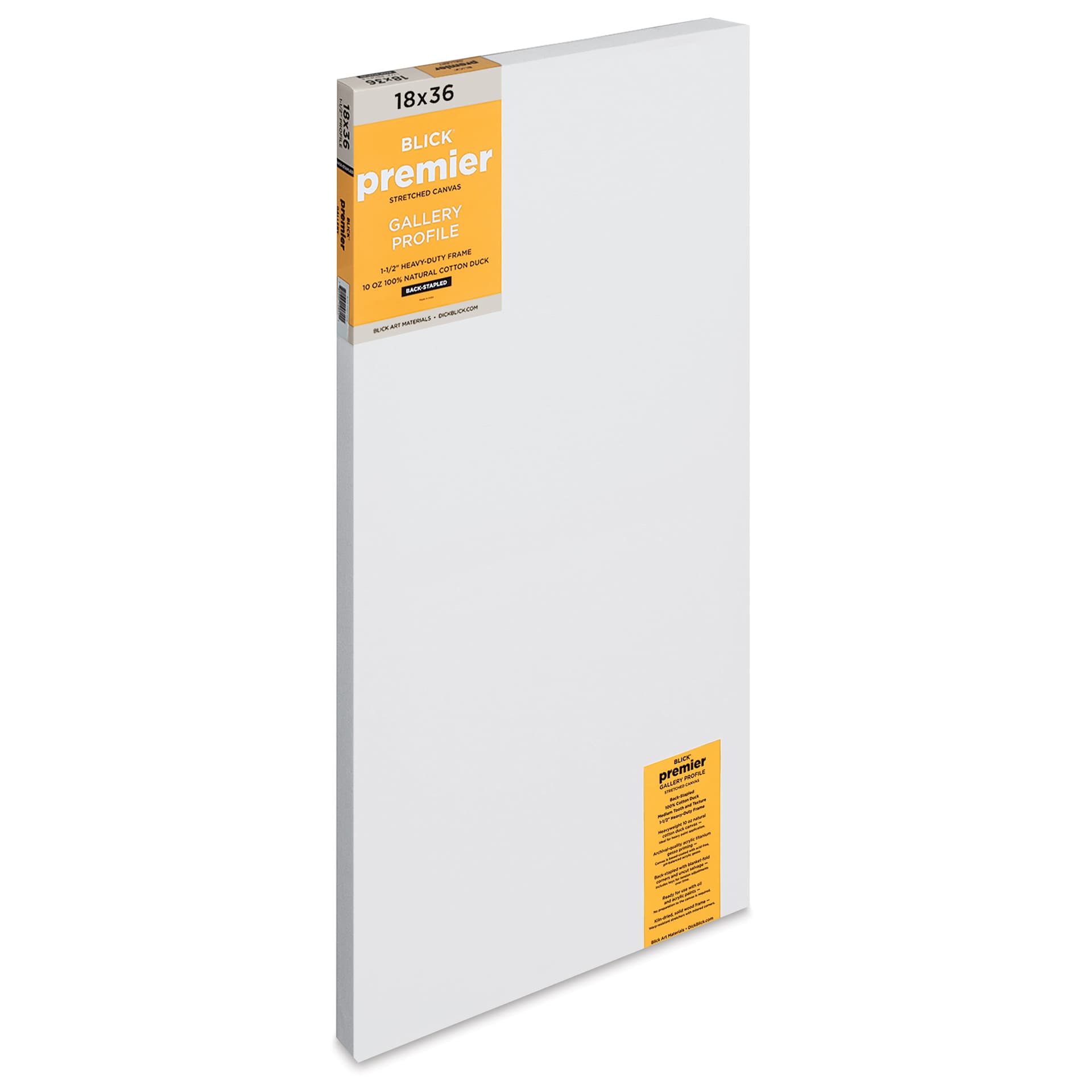 Blick Premier Stretched Cotton Canvas - Gallery Profile, Back-Stapled, 18" x 36"