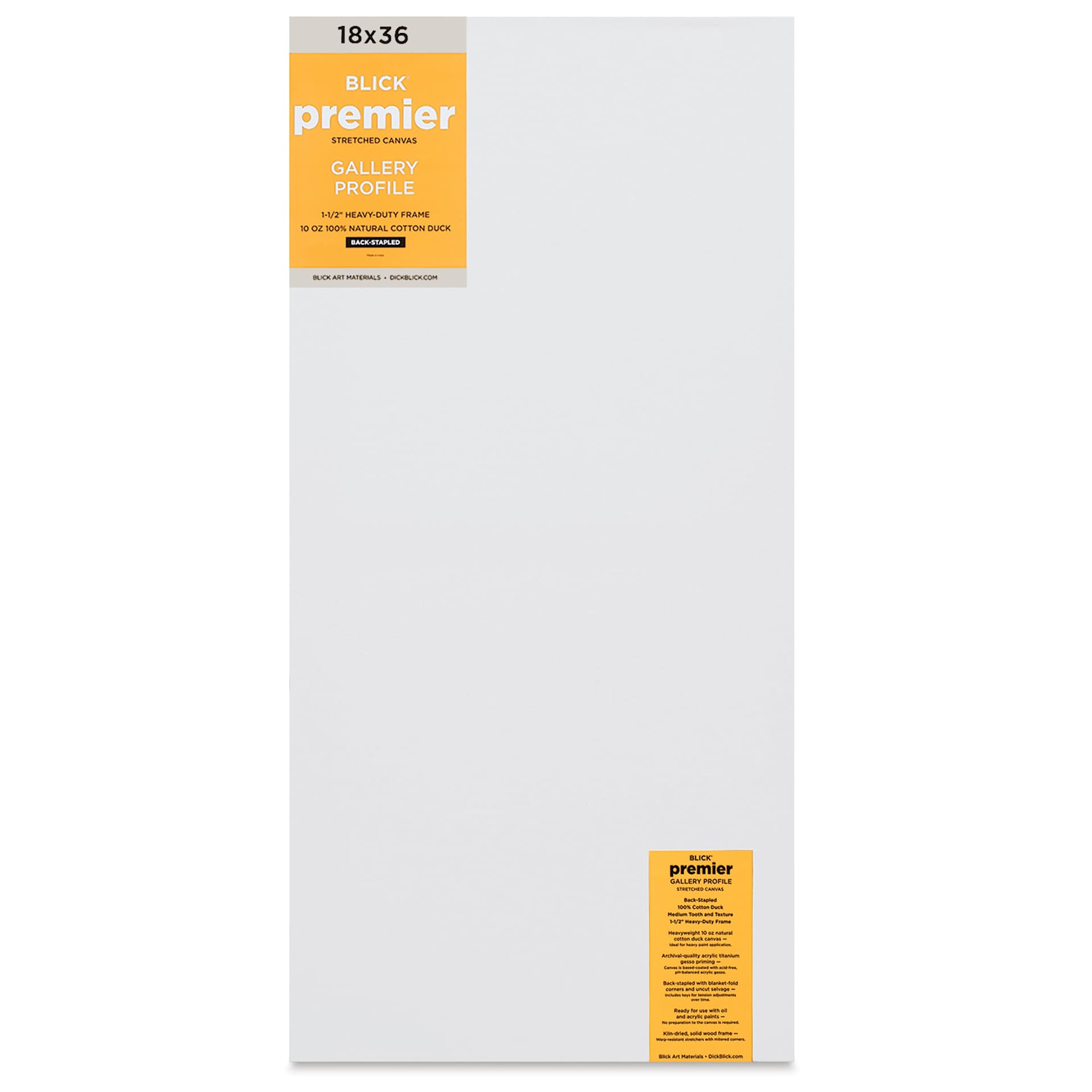 Blick Premier Stretched Cotton Canvas - Gallery Profile, Back-Stapled, 18" x 36" front
