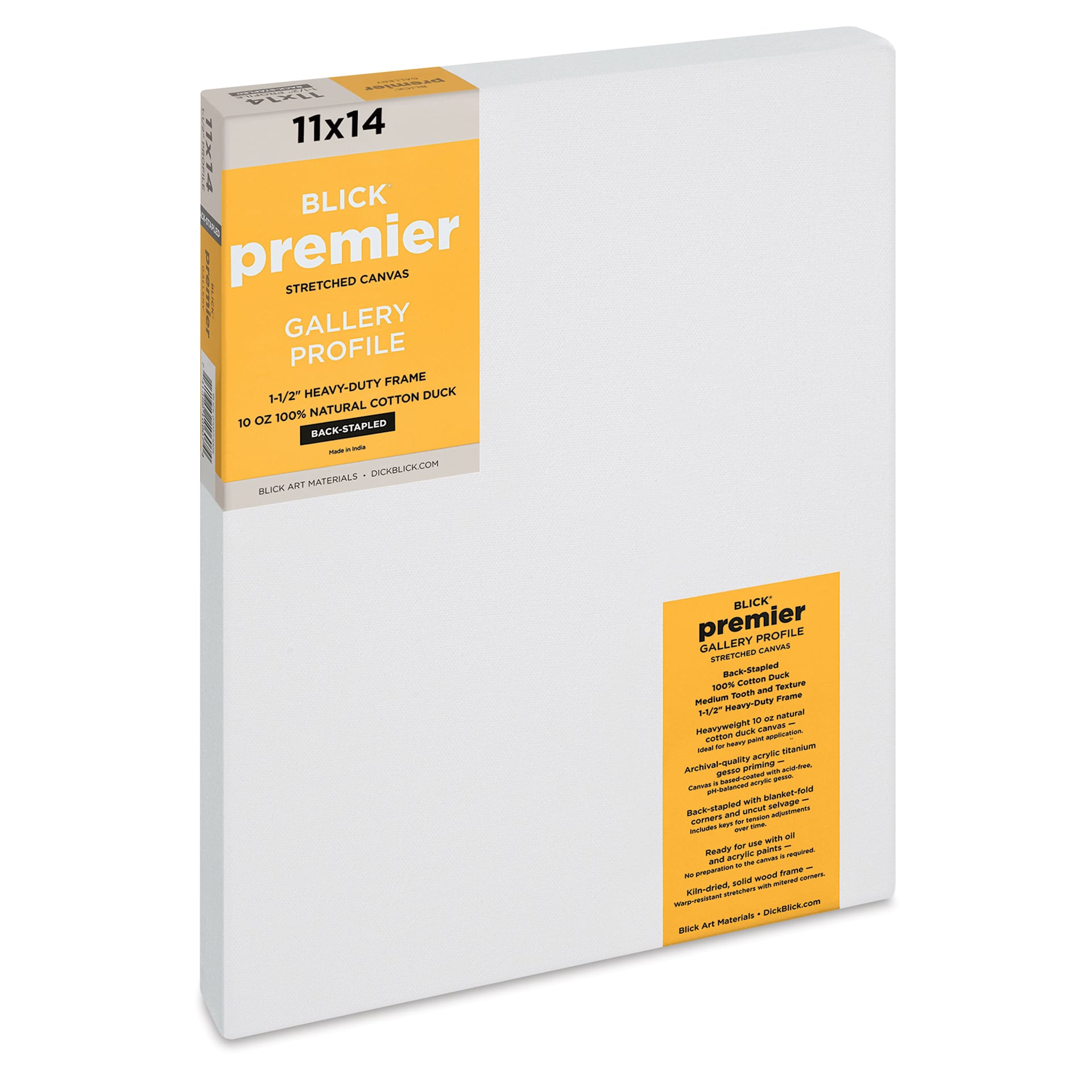 Blick Premier Stretched Cotton Canvas - Gallery Profile, Back-Stapled, 11" x 14"