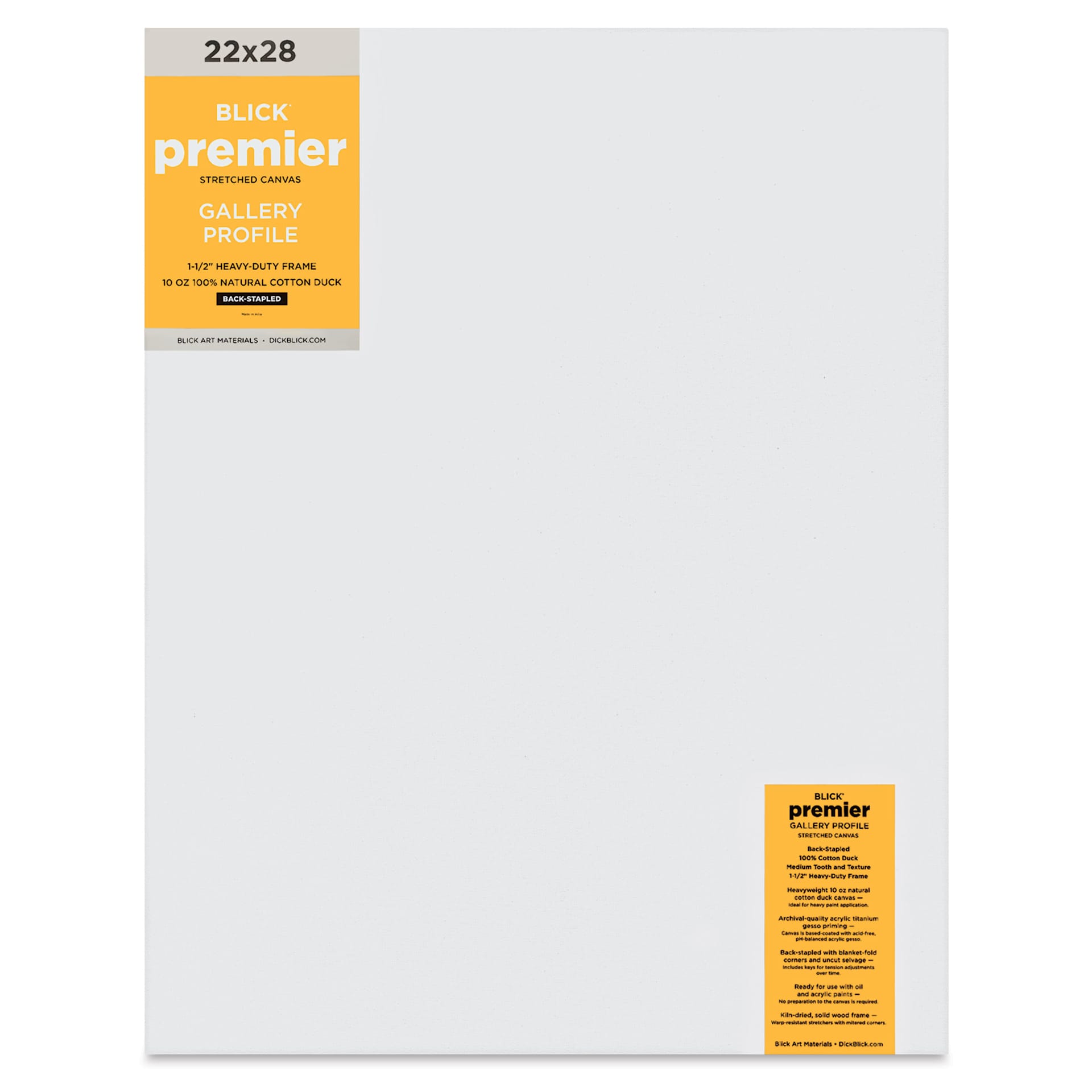 Blick Premier Stretched Cotton Canvas - Gallery Profile, Back-Stapled, 22" x 28" front