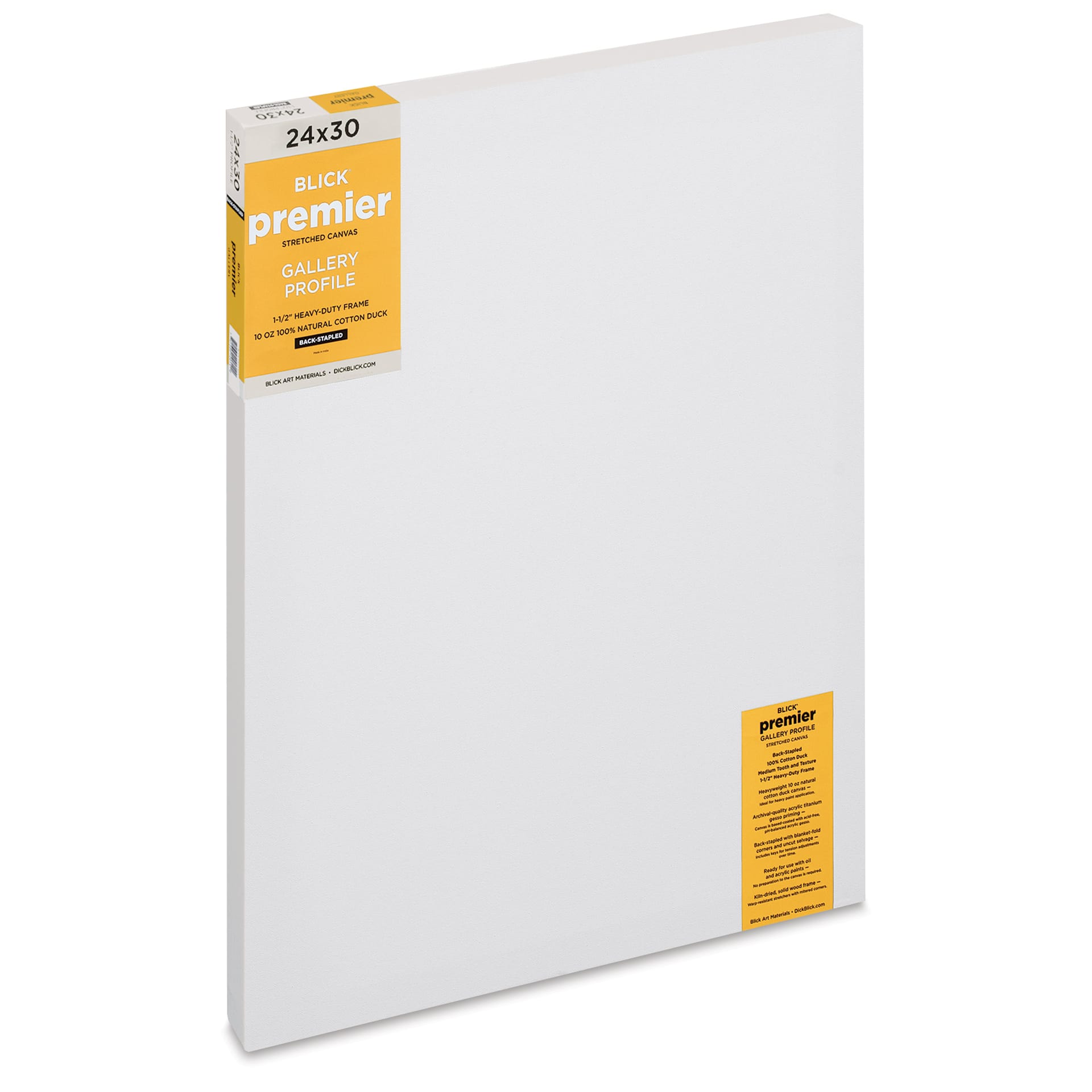 Blick Premier Stretched Cotton Canvas - Gallery Profile, Back-Stapled, 24" x 30"