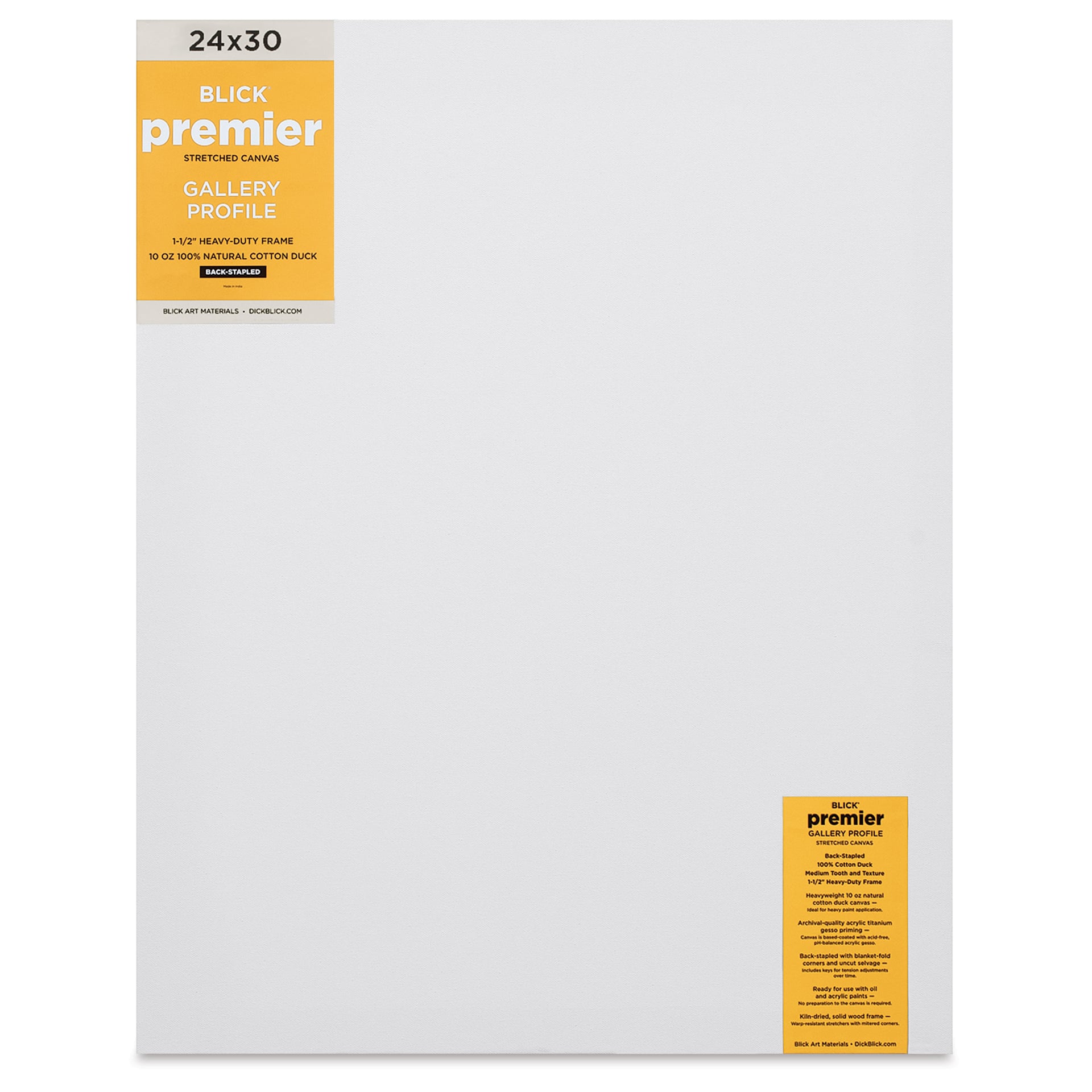 Blick Premier Stretched Cotton Canvas - Gallery Profile, Back-Stapled, 24" x 30" front