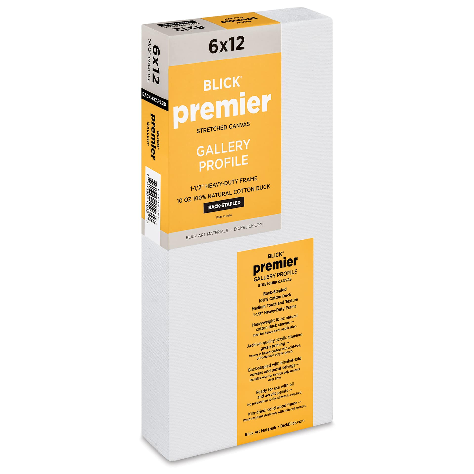 Blick Premier Stretched Cotton Canvas - Gallery Profile, Back-Stapled, 6" x 12"