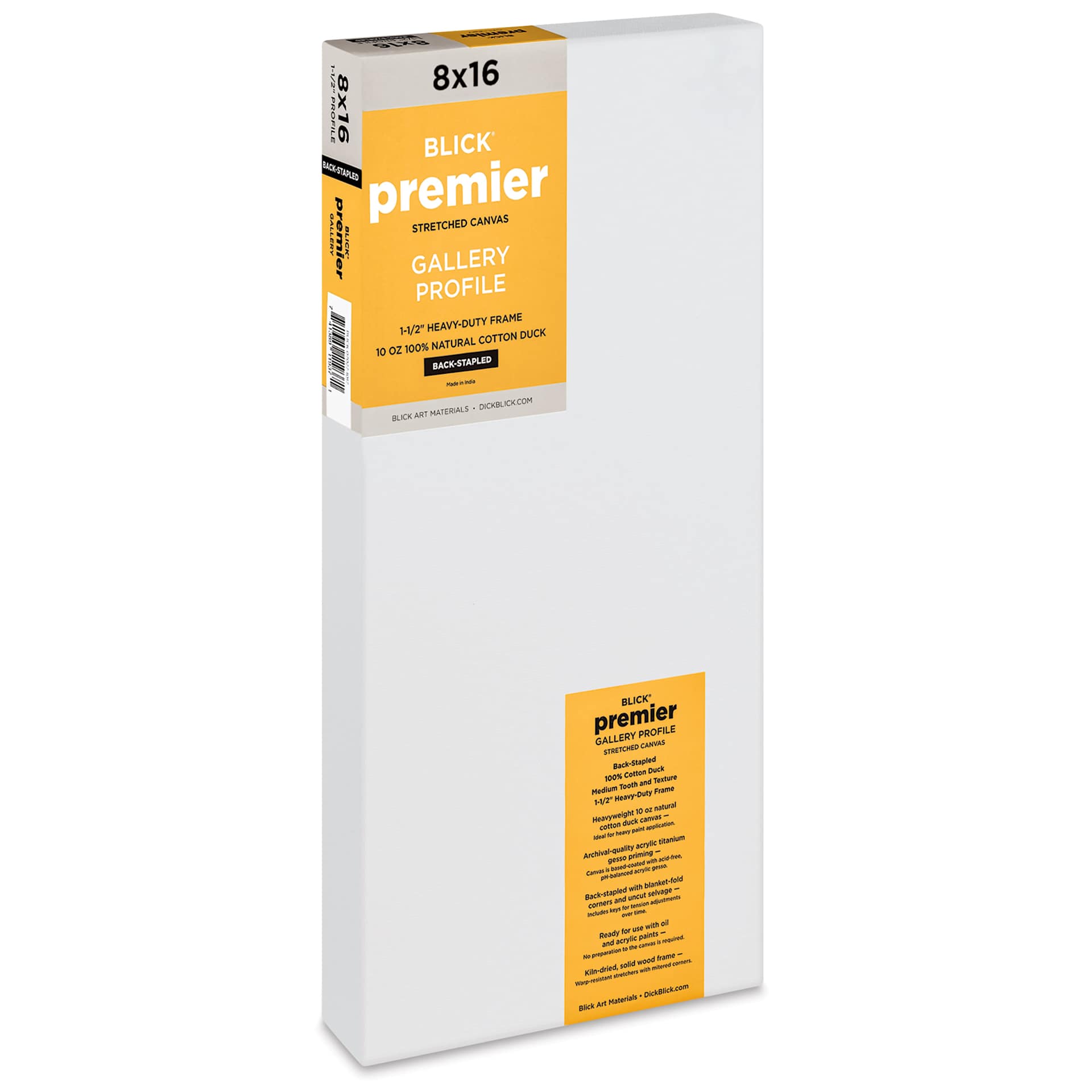 Blick Premier Stretched Cotton Canvas - Gallery Profile, Back-Stapled, 8" x 16"