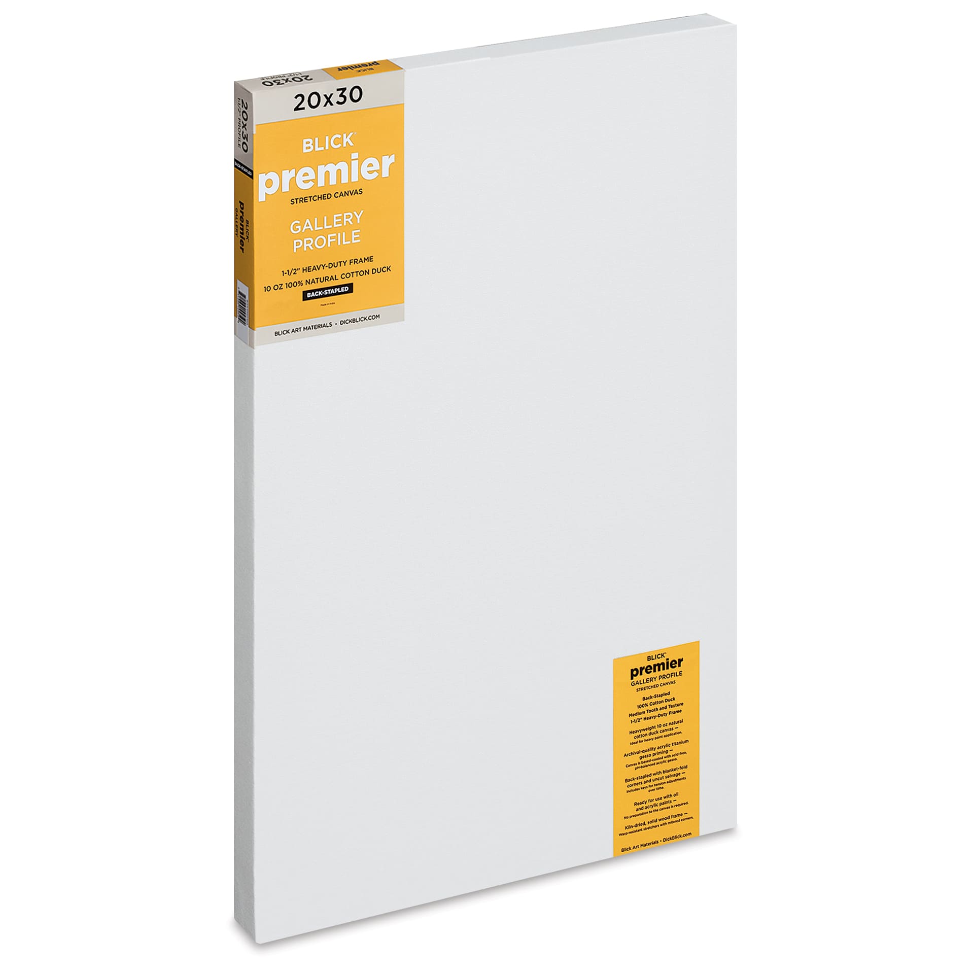 Blick Premier Stretched Cotton Canvas - Gallery Profile, Back-Stapled, 20" x 30"