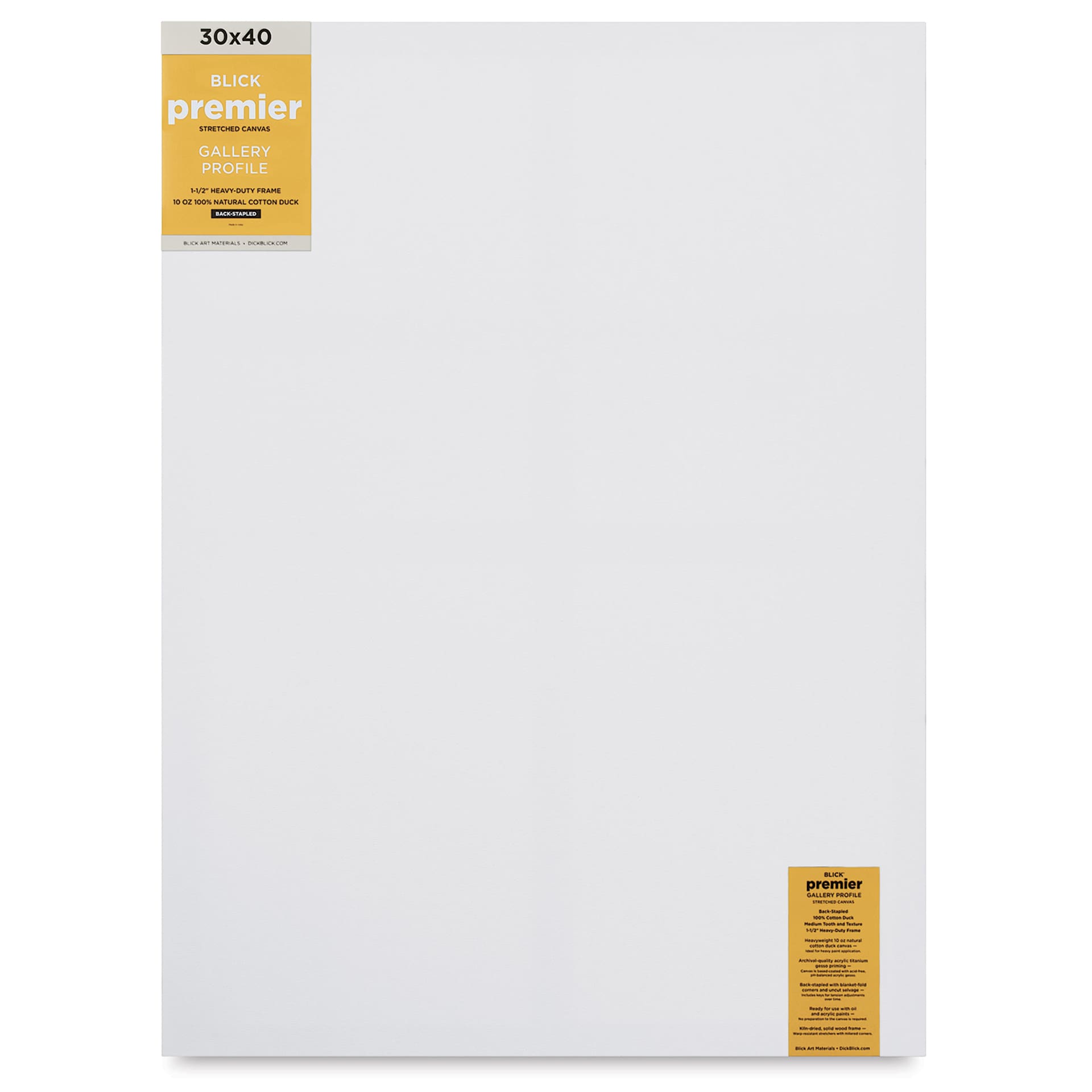 Blick Premier Stretched Cotton Canvas - Gallery Profile, Back-Stapled, 30" x 40" front