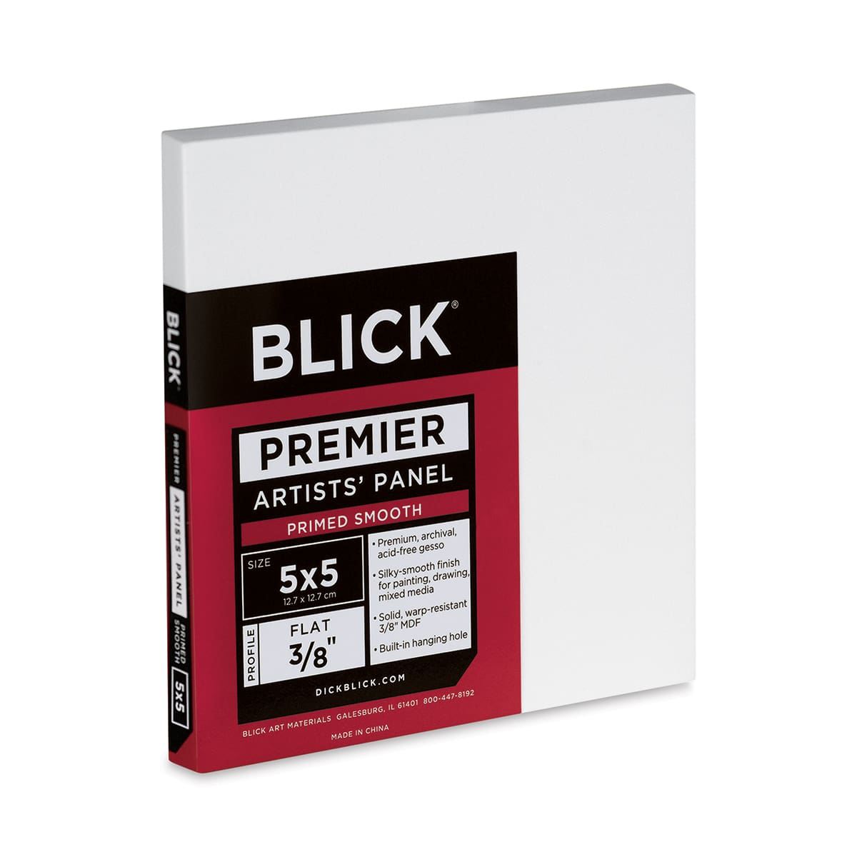 Blick Premier Artists' Panel - Flat, 3/8", 5" x 5" side view