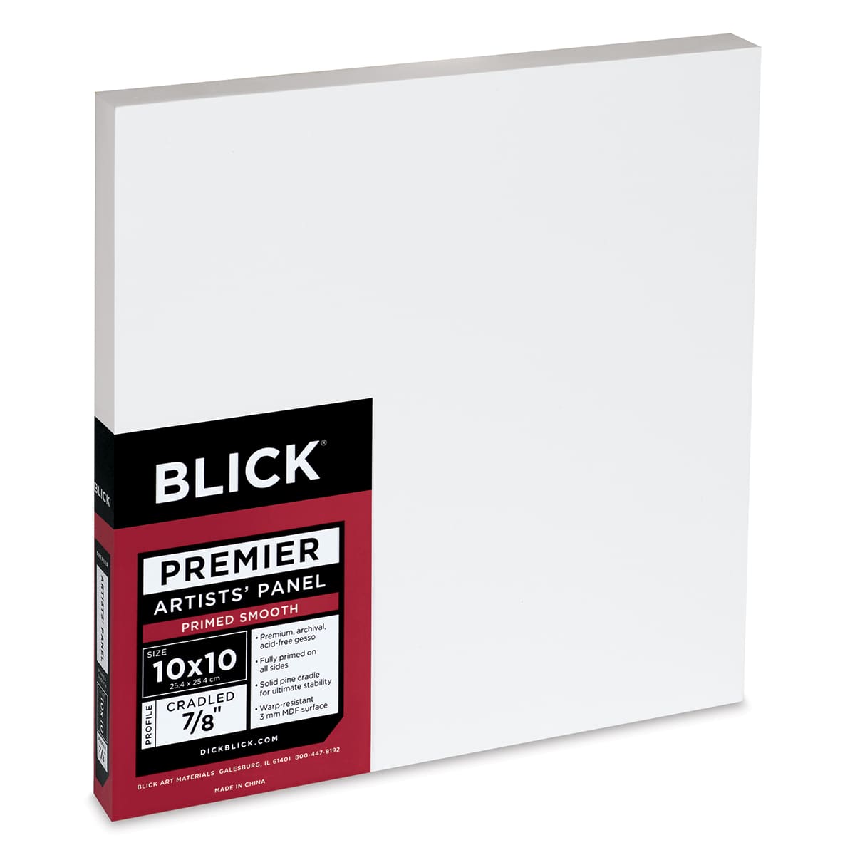 Blick Premier Artists' Panel - Traditional Cradle, 7/8", 10" x 10" side view