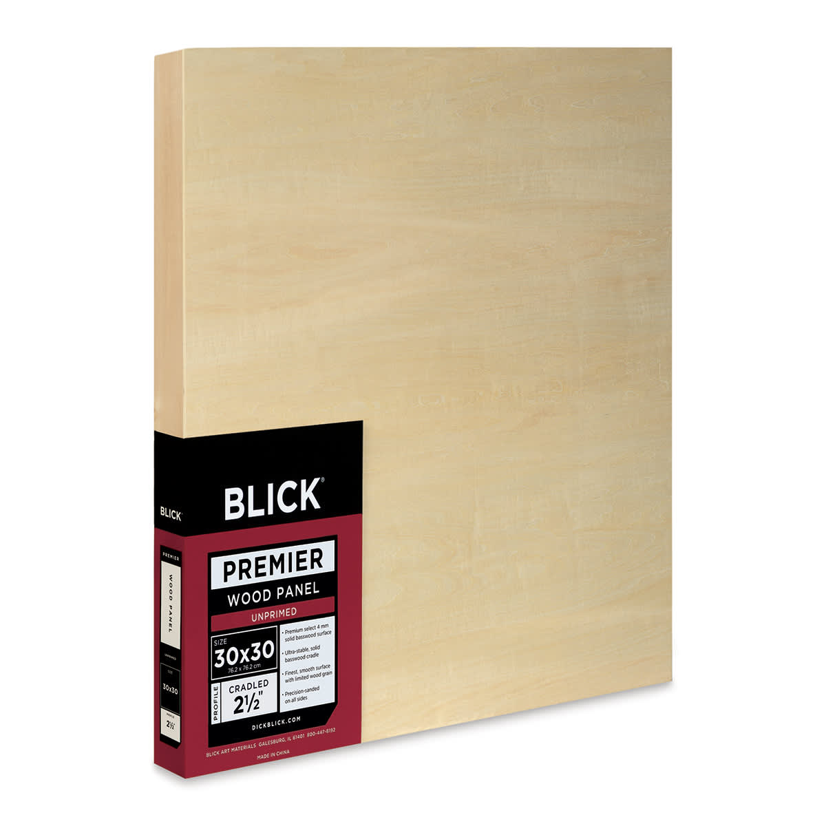 Blick Premier Wood Panel - 30'' x 30'', 2-1/2'' Extra Deep Profile, Cradled (side-view)