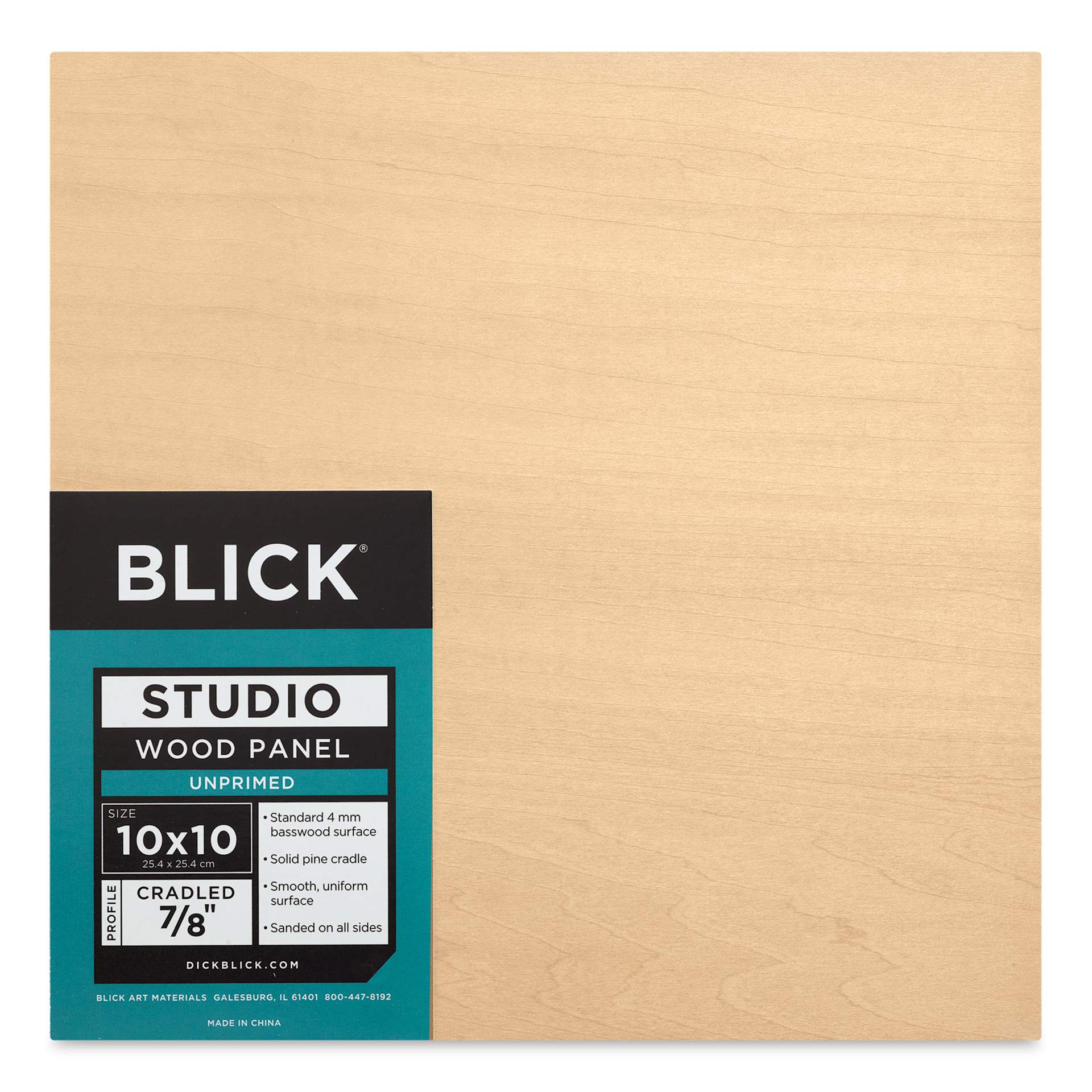 Blick Studio Artists' Wood Panel - Flat Cradle, 10" x 10", 7/8" Cradle, front