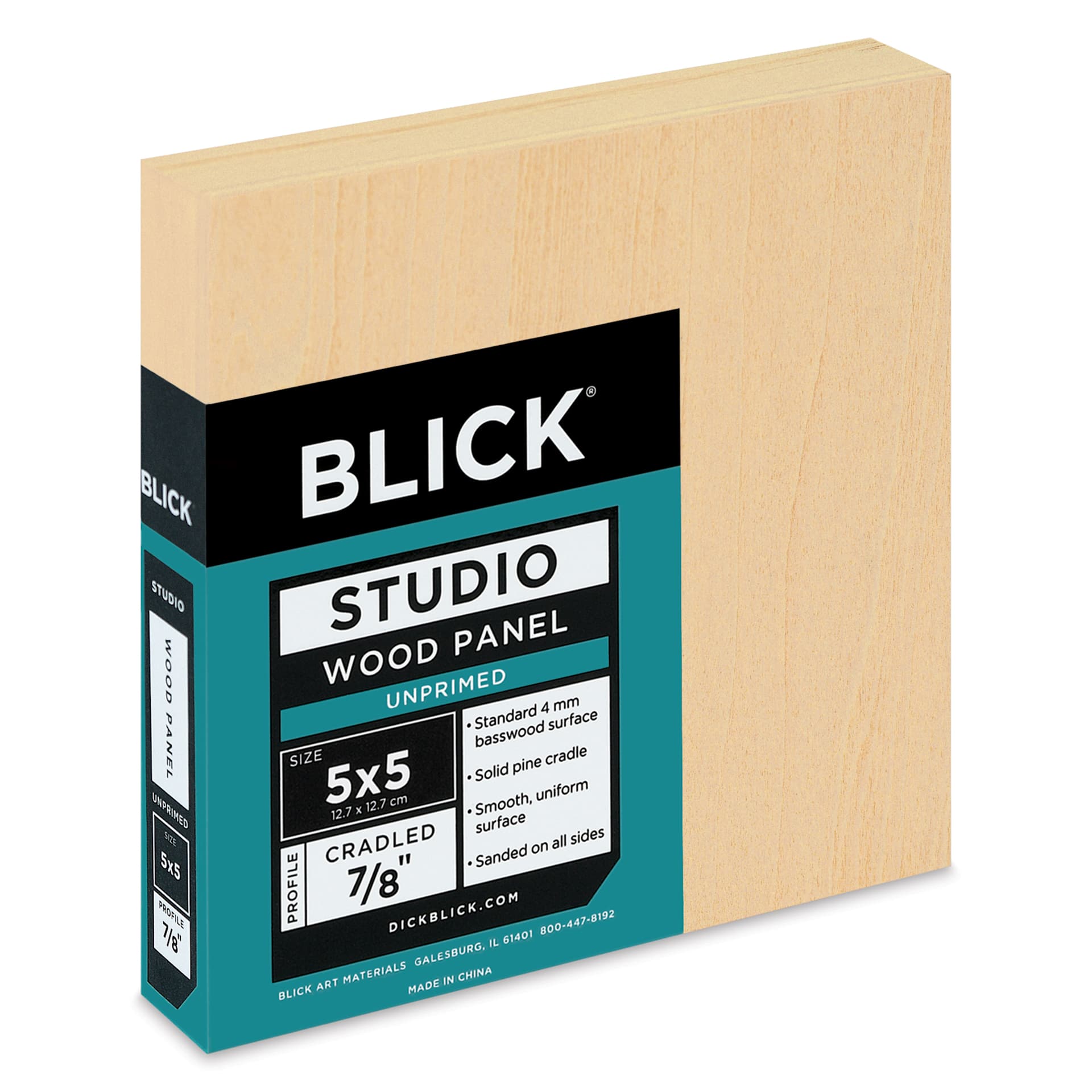 Blick Studio Artists' Wood Panel - Flat Cradle, 5" x 5", 7/8" Cradle